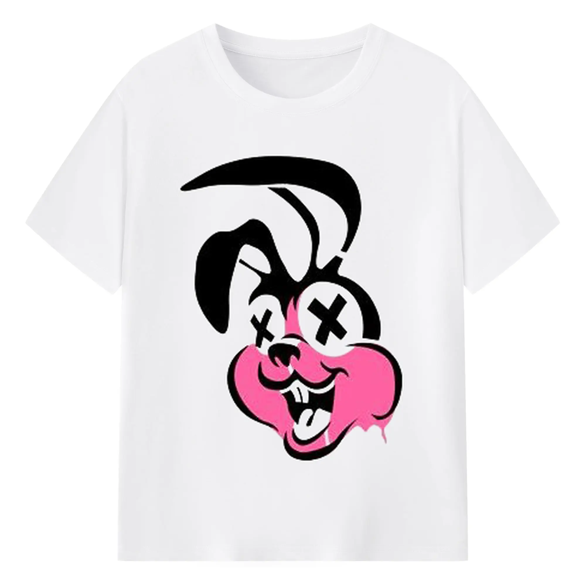 Green Day Art Punk Cartoon Bunny Shirt - 180g Cotton T-Shirt With Front Heat Transfer Print – Soft, Lightweight, Fitted Design – Comfortable Casual Wear For Sports & Everyday Use