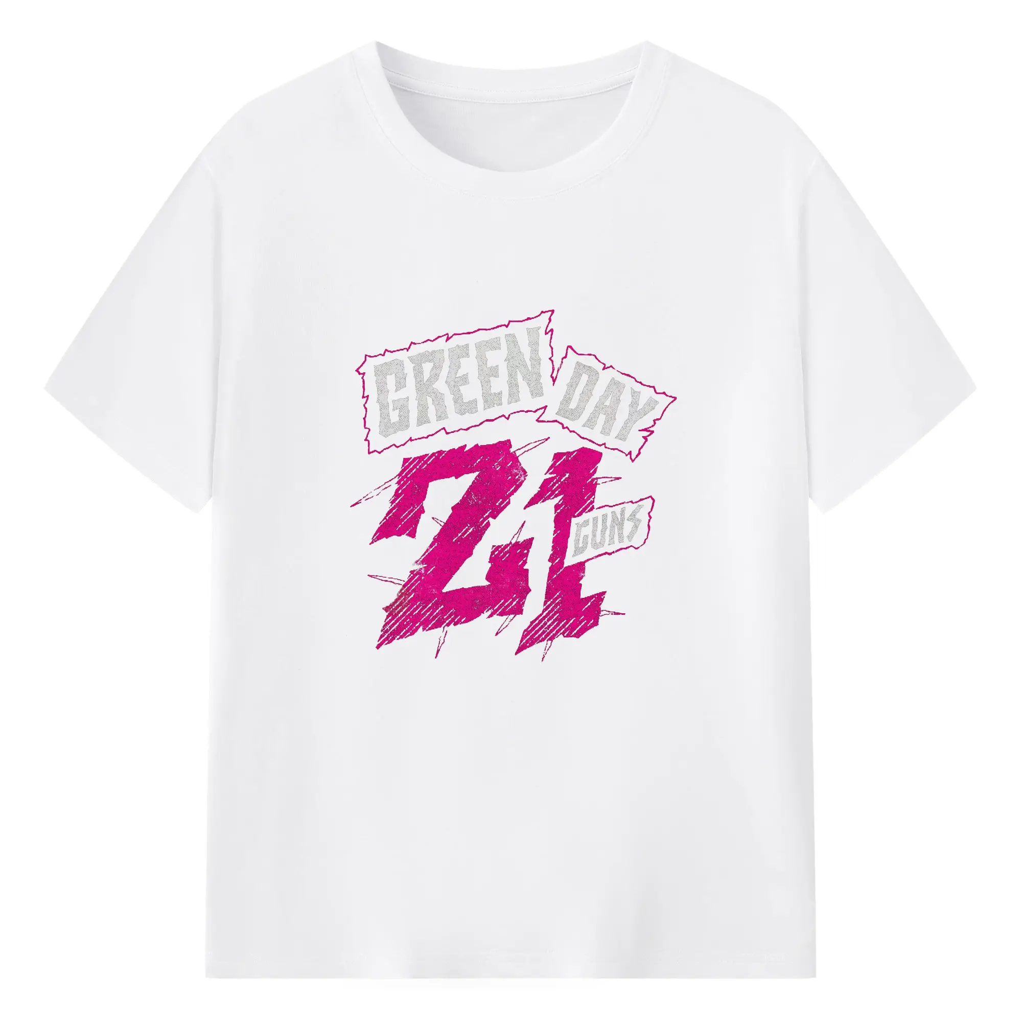 Green Day《21 Guns》Punk Rock DIY Shirt - 180g Cotton T-Shirt With Front Heat Transfer Print – Soft, Lightweight, Fitted Design – Comfortable Casual Wear For Sports & Everyday Use