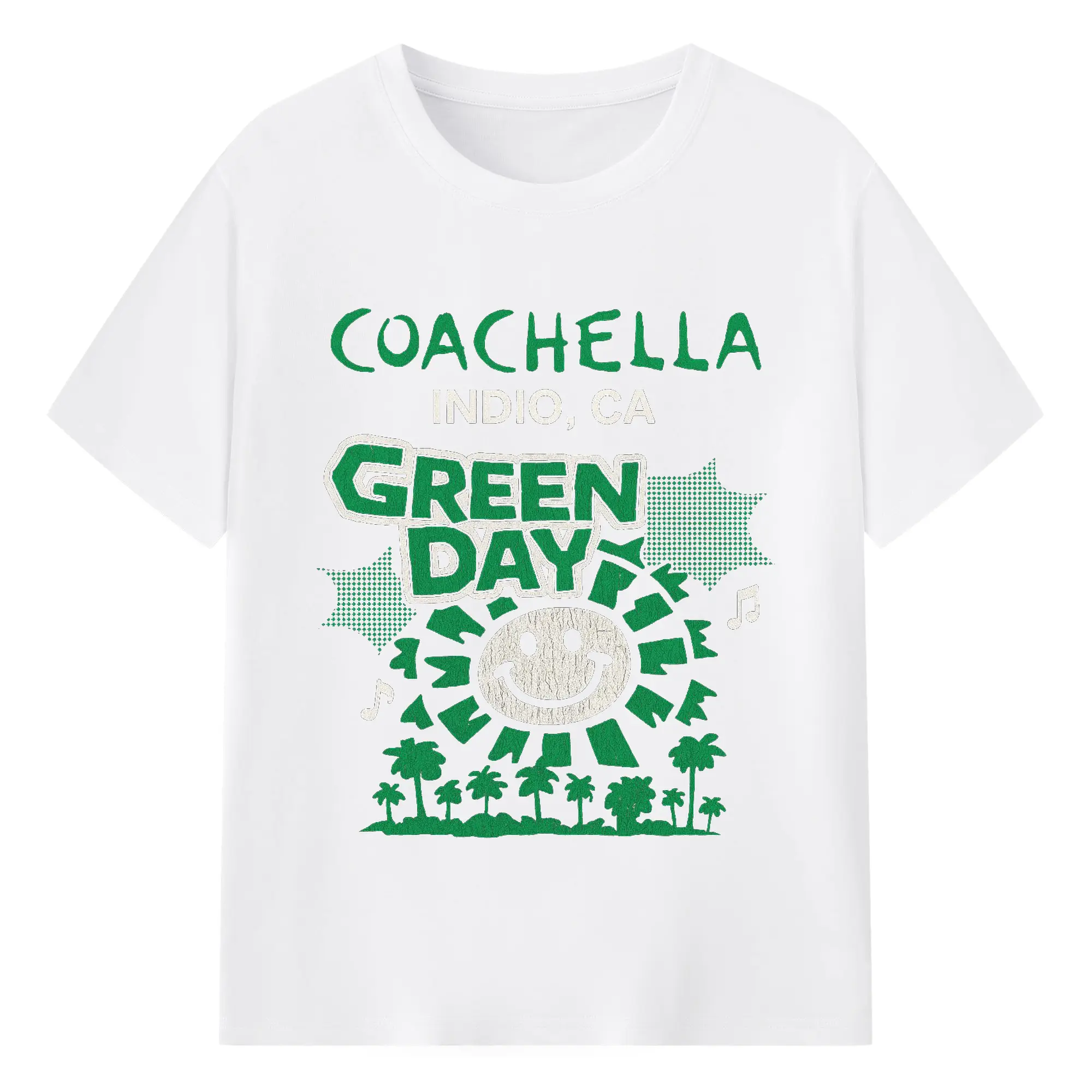 Green Day Coachella Music Festival DIY Shirt - 180g Cotton T-Shirt With Front Heat Transfer Print – Soft, Lightweight, Fitted Design – Comfortable Casual Wear For Sports & Everyday Use