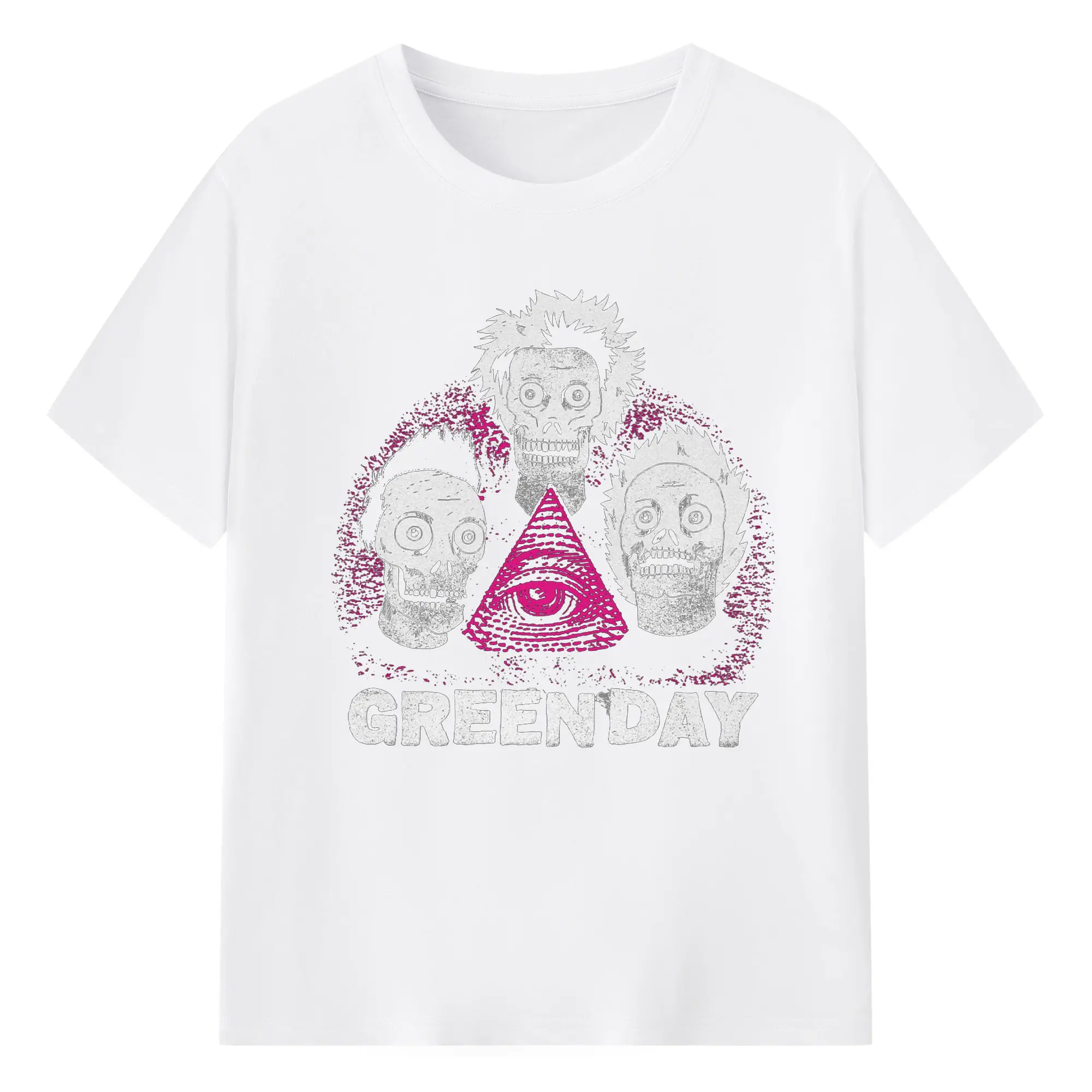 Green Day Punk Rock Skull DIY Shirt - 180g Cotton T-Shirt With Front Heat Transfer Print – Soft, Lightweight, Fitted Design – Comfortable Casual Wear For Sports & Everyday Use