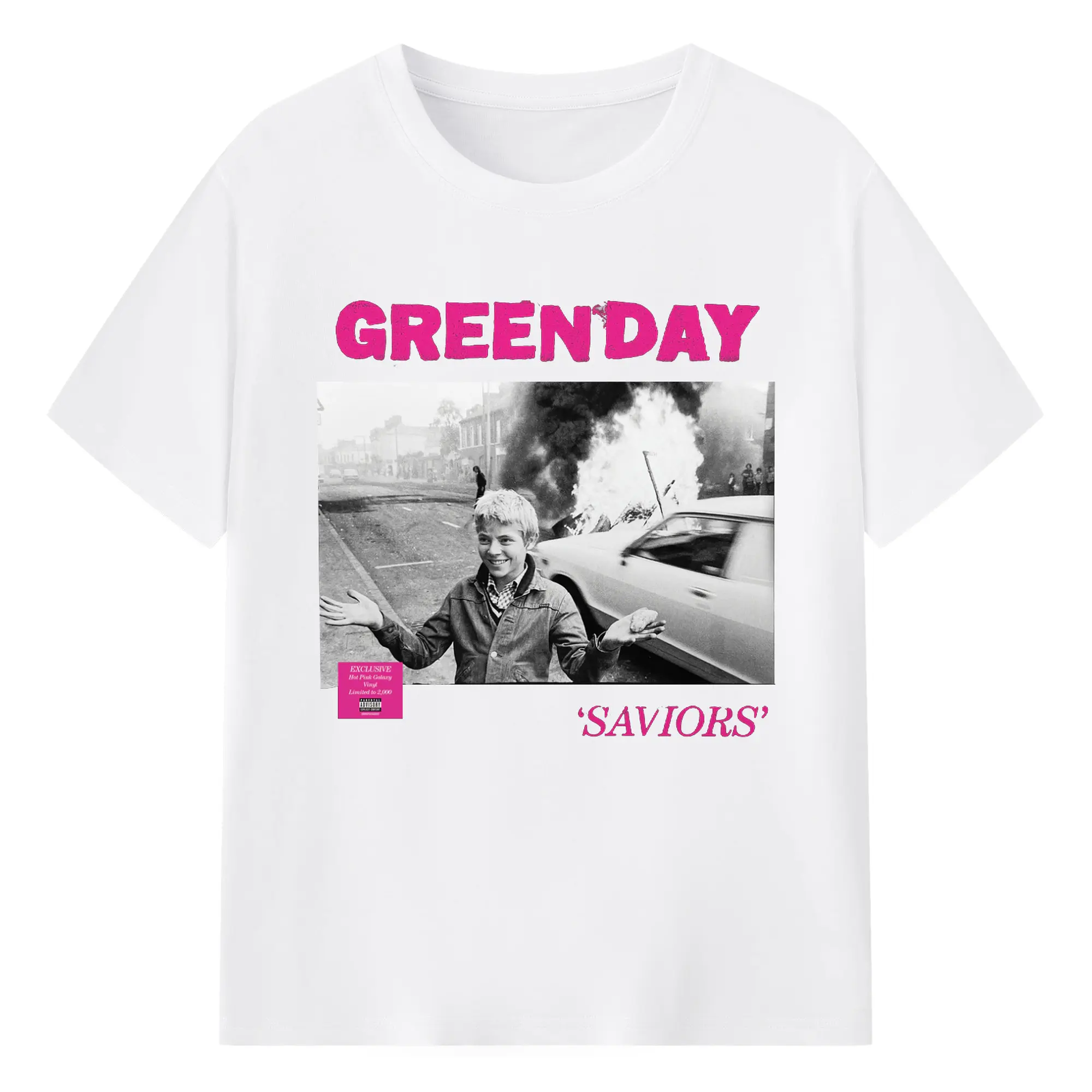 Green Day《Saviors》Punk Rock DIY Shirt - 180g Cotton T-Shirt With Front Heat Transfer Print – Soft, Lightweight, Fitted Design – Comfortable Casual Wear For Sports & Everyday Use