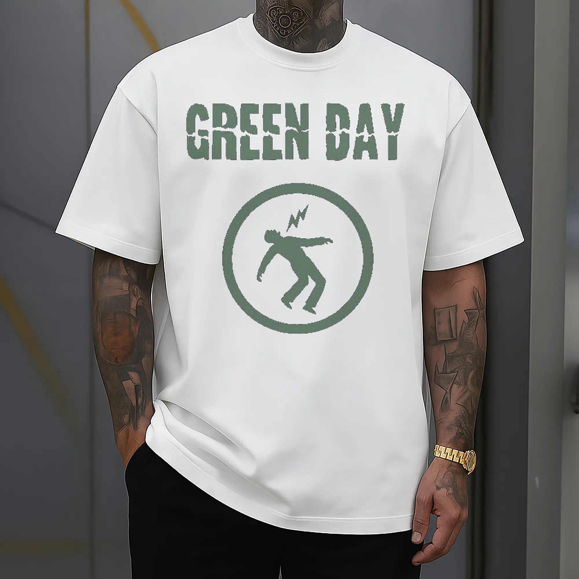 Green Day Punk Rock Lightning Figure DIY Shirt