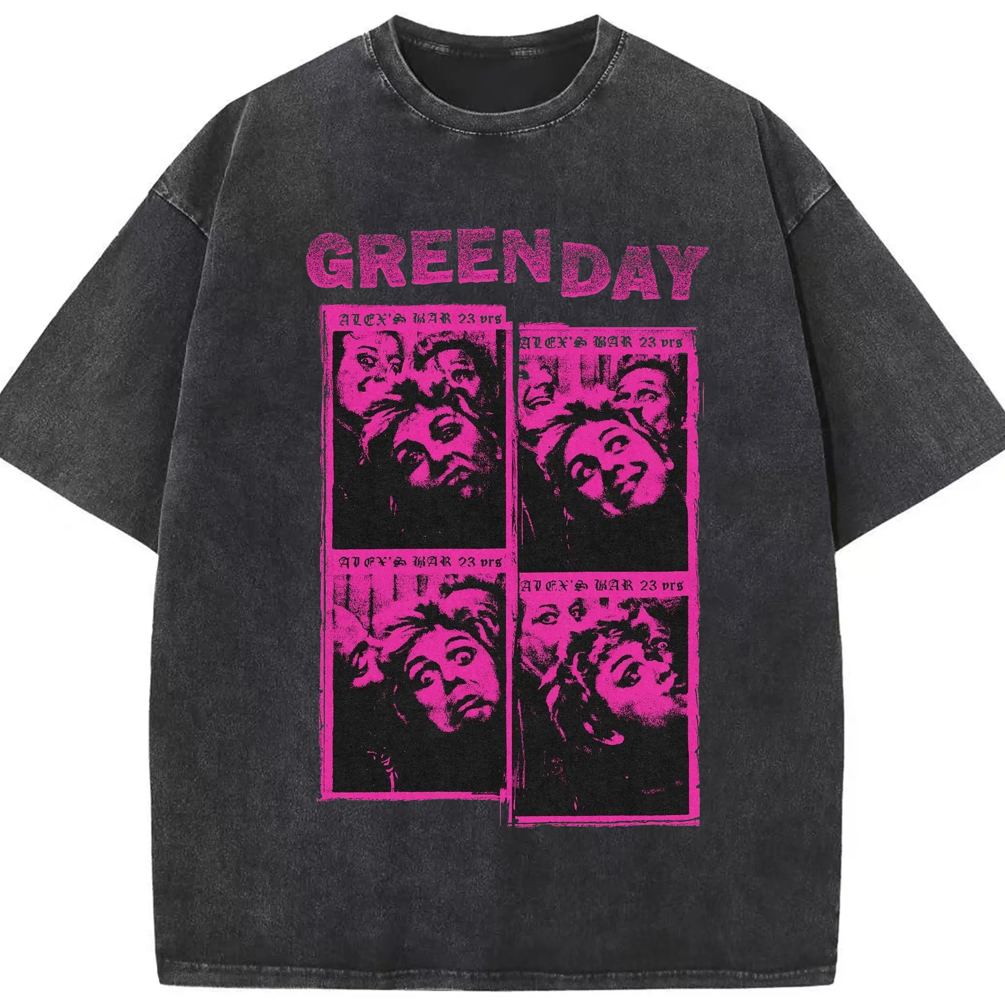 Green Day Underground Culture Shirt - Washed Vintage Look 230g Cotton Oversized T-Shirt With Front Heat Transfer Print – Soft, Lightweight, Stylish Fit – Comfortable Casual Wear For Sports & Everyday Use