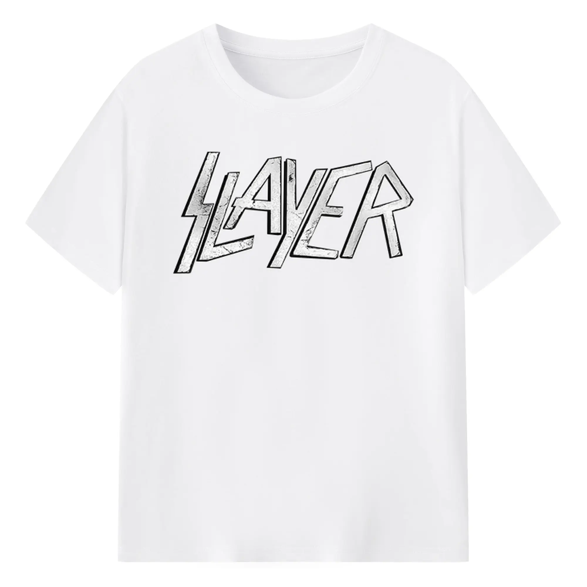Slayer Band Silver Logo - 180g Cotton T-Shirt With Front Heat Transfer Print – Soft, Lightweight, Fitted Design – Comfortable Casual Wear For Sports & Everyday Use