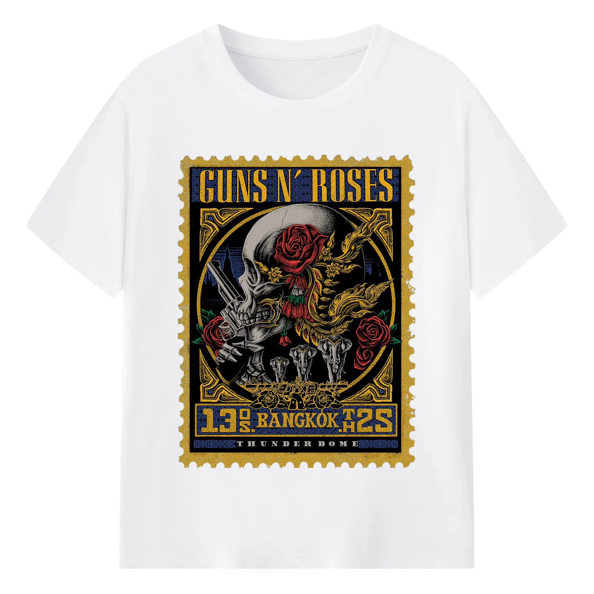 Guns N' Roses BANGKOK City Limited Shirt - 180g Cotton T-Shirt With Front Heat Transfer Print – Soft, Lightweight, Fitted Design – Comfortable Casual Wear For Sports & Everyday Use