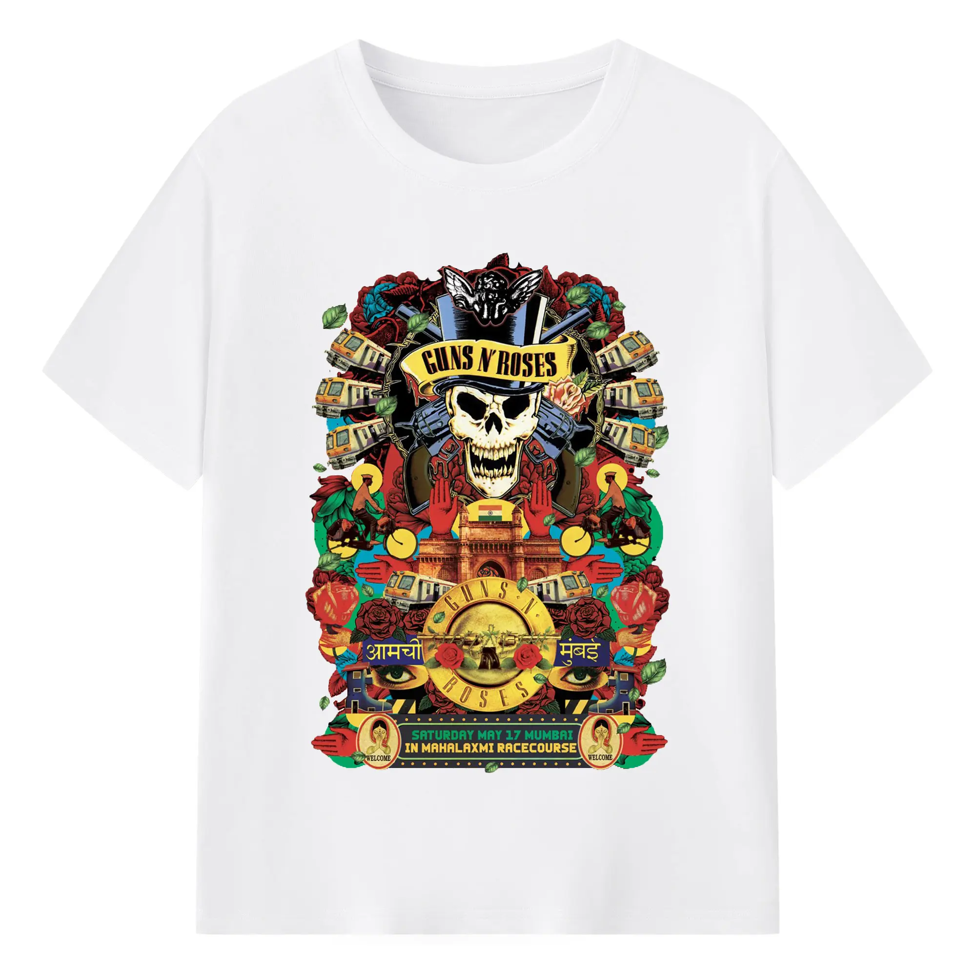Guns N' Roses Mumbai City Limited Shirt - 180g Cotton T-Shirt With Front Heat Transfer Print – Soft, Lightweight, Fitted Design – Comfortable Casual Wear For Sports & Everyday Use