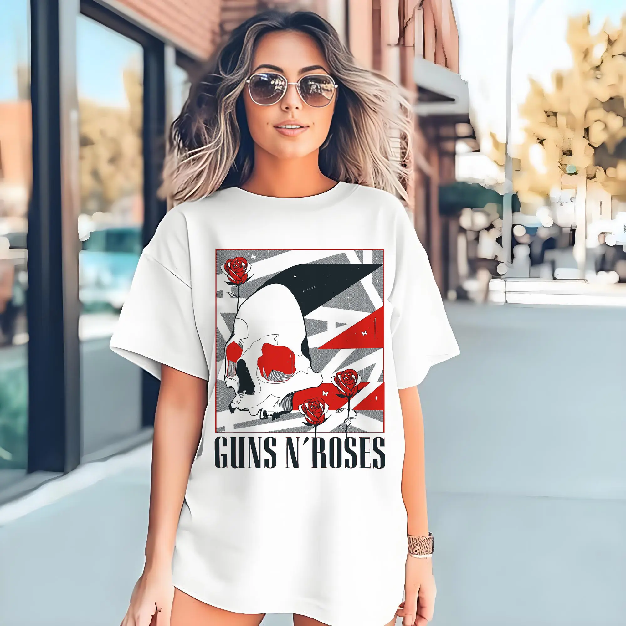 Guns N' Roses Skull Rose Rock DIY Shirt