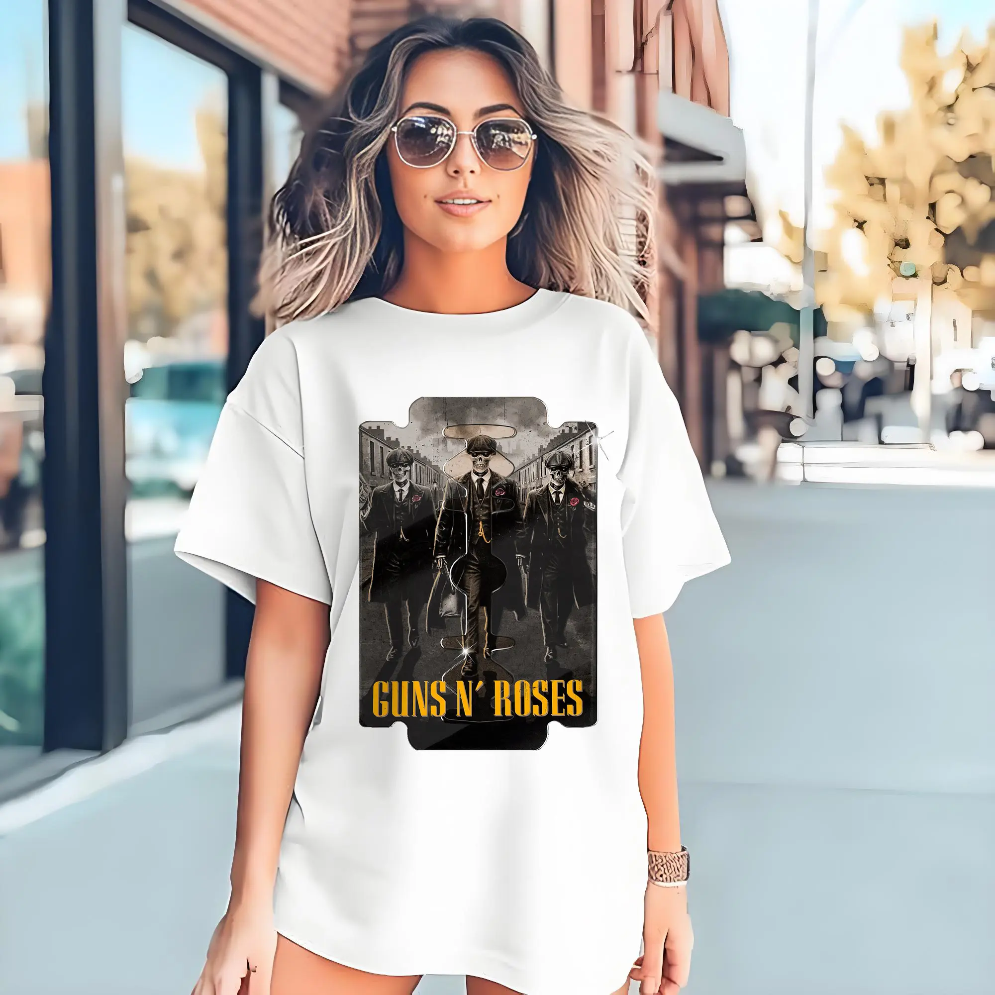 Guns N' Roses Vintage Gangster Skull DIY Shirt