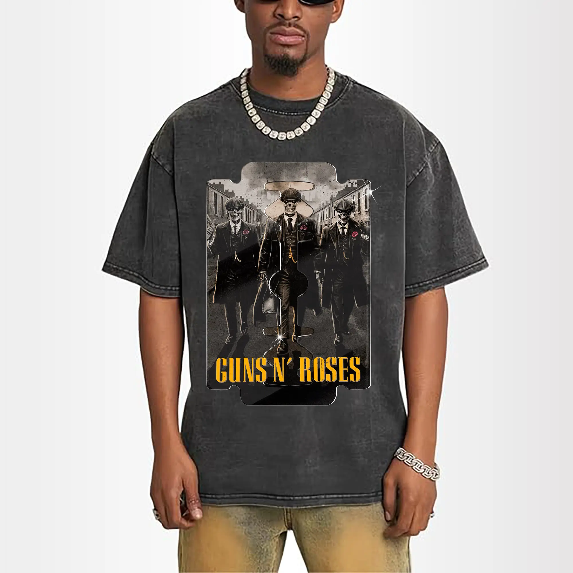 Guns N' Roses Vintage Gangster Skull DIY Shirt