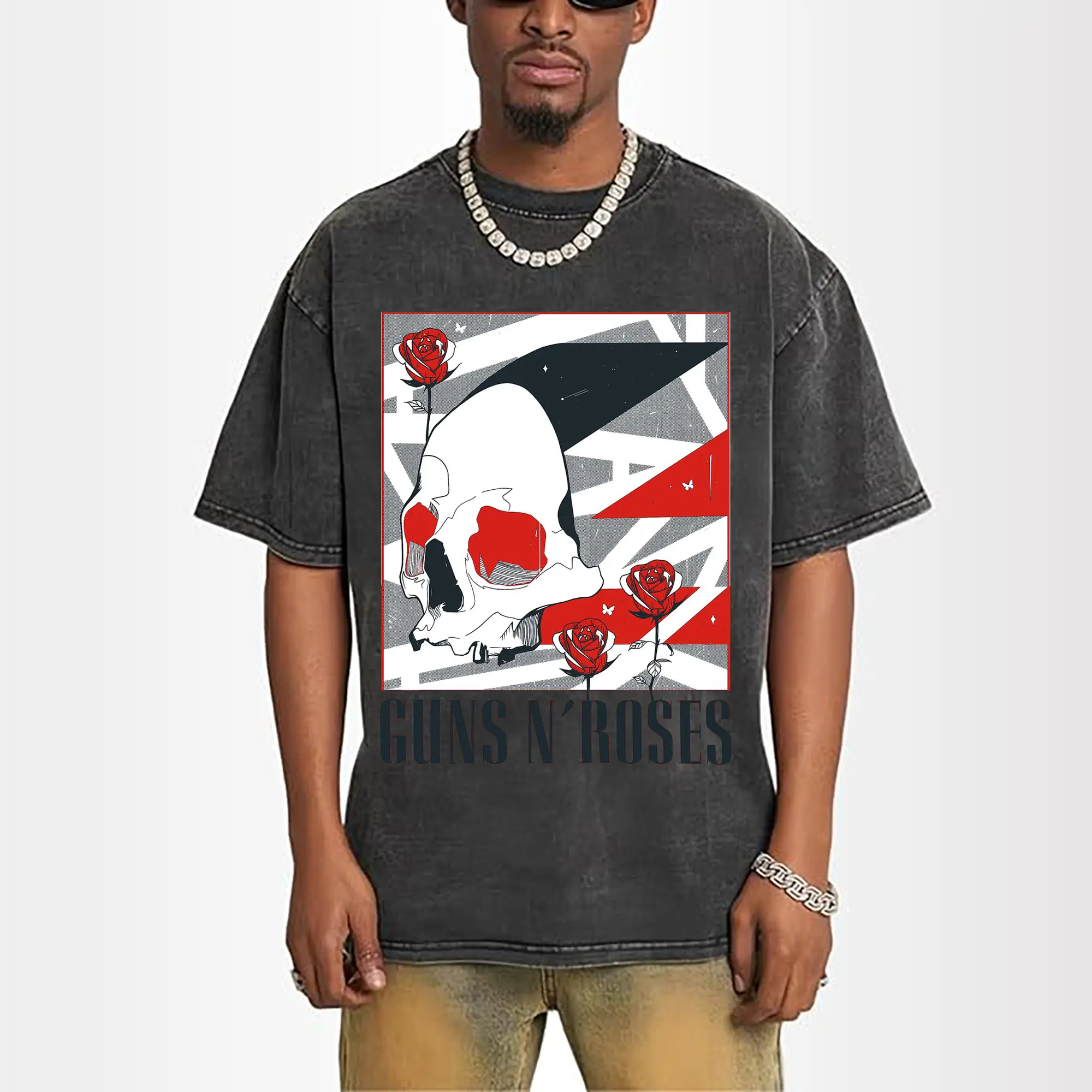 Guns N' Roses Skull Rose Rock DIY Shirt