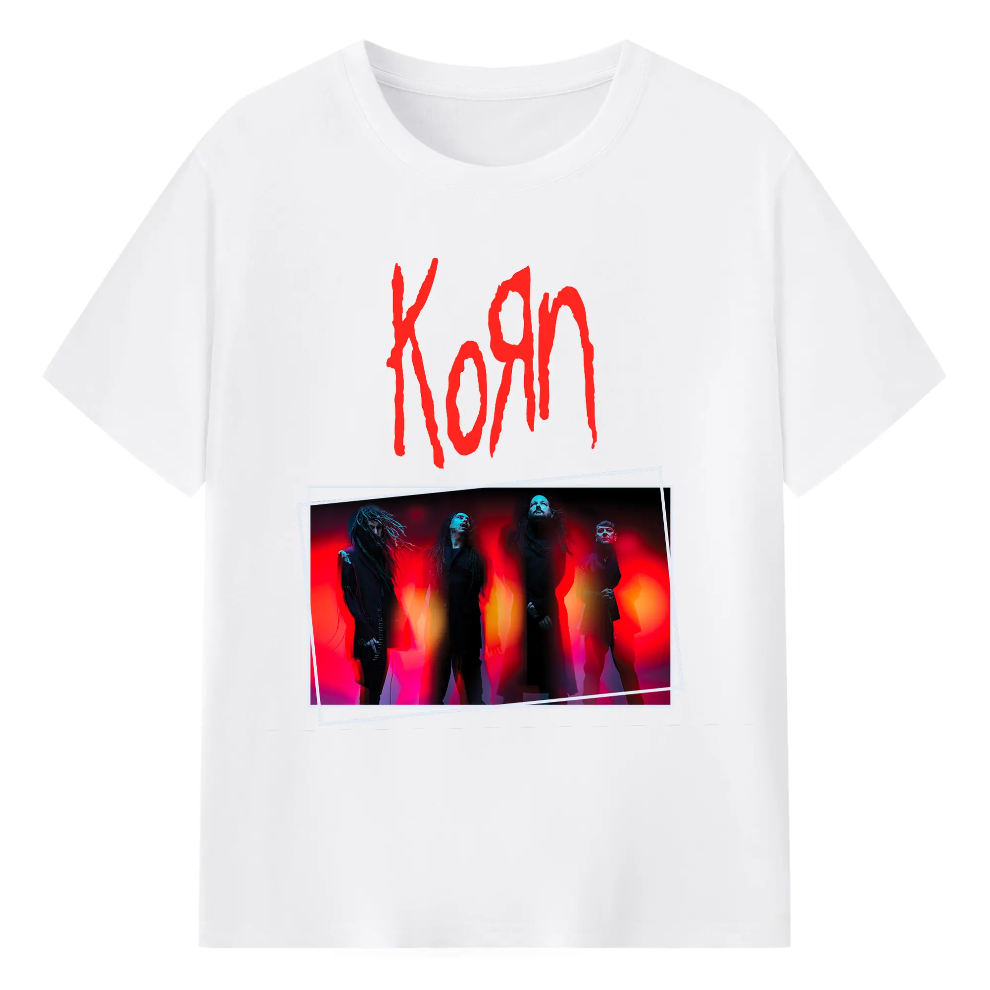 Korn Red Fantasy DIY Shirt - 180g Cotton T-Shirt With Front Heat Transfer Print – Soft, Lightweight, Fitted Design – Comfortable Casual Wear For Sports & Everyday Use