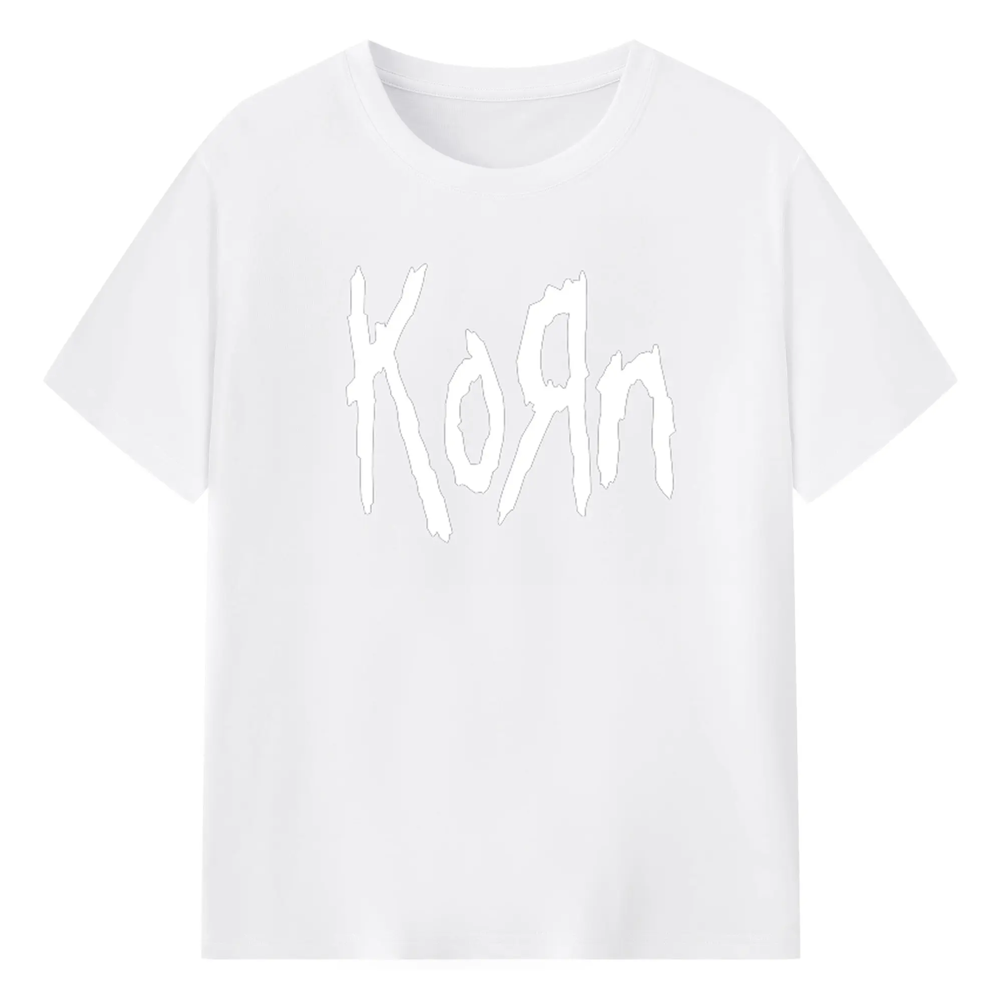 Korn Logo Rock DIYShirt - 180g Cotton T-Shirt With Front Heat Transfer Print – Soft, Lightweight, Fitted Design – Comfortable Casual Wear For Sports & Everyday Use