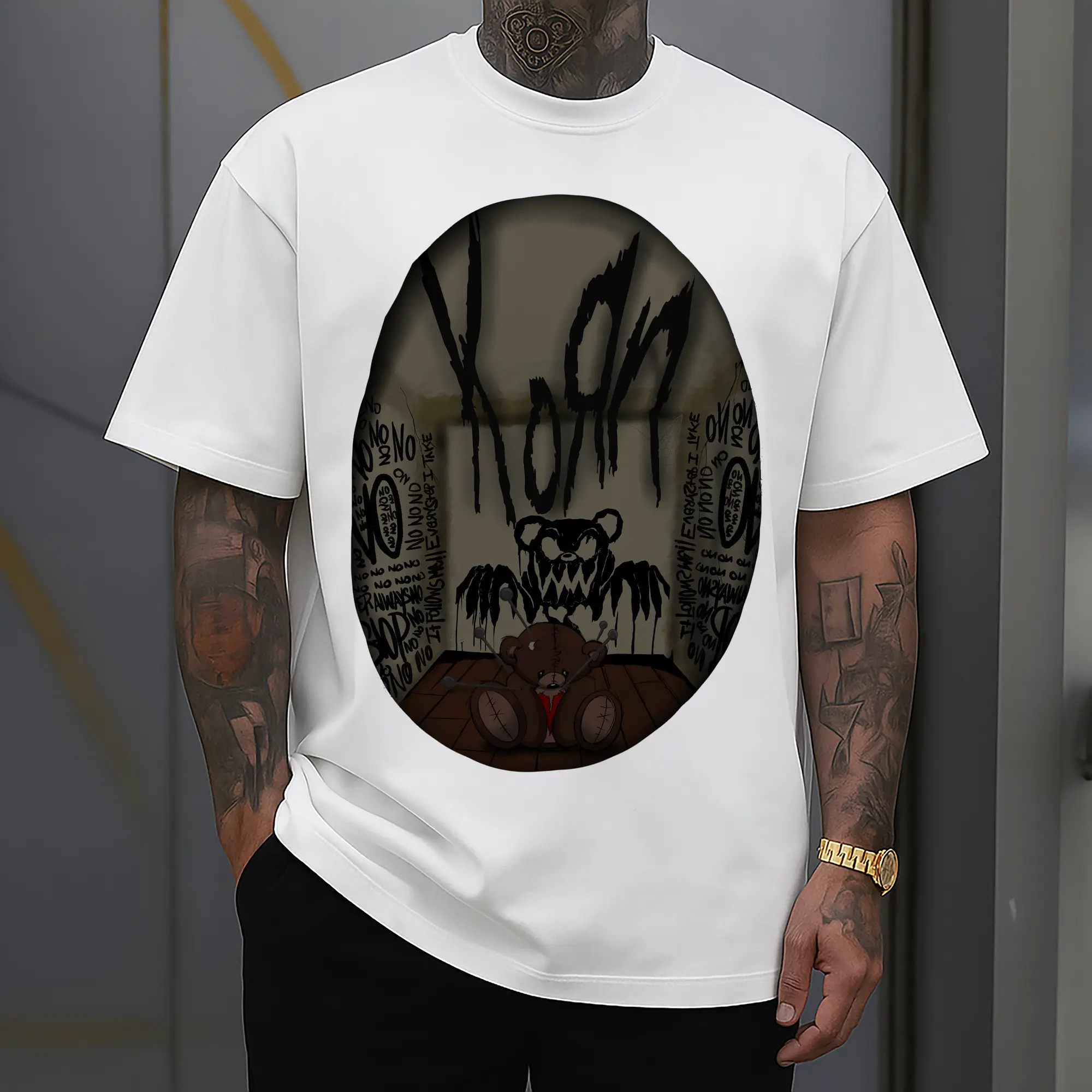 Korn Dark Horror Bear Doll Rock DIY Shirt