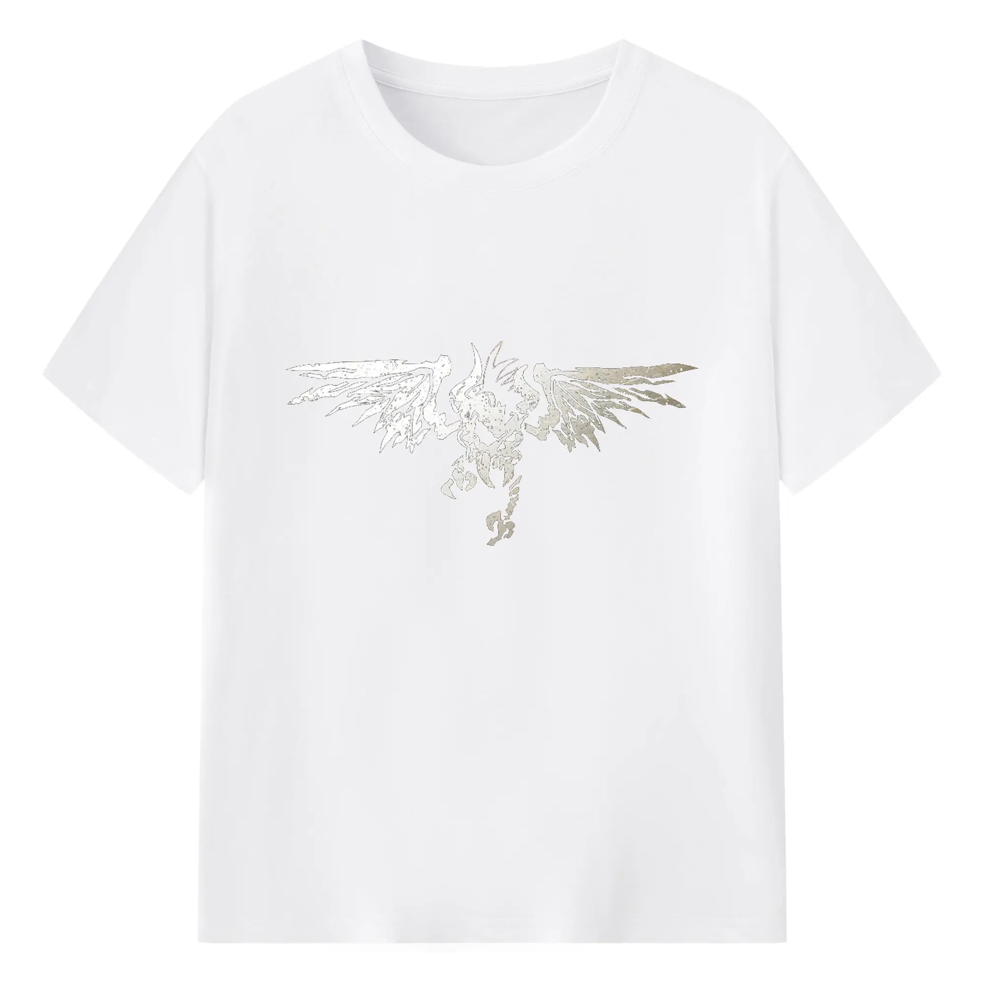 Metallica Silver Winged Skeleton DIY Shirt - 180g Cotton T-Shirt With Front Heat Transfer Print – Soft, Lightweight, Fitted Design – Comfortable Casual Wear For Sports & Everyday Use