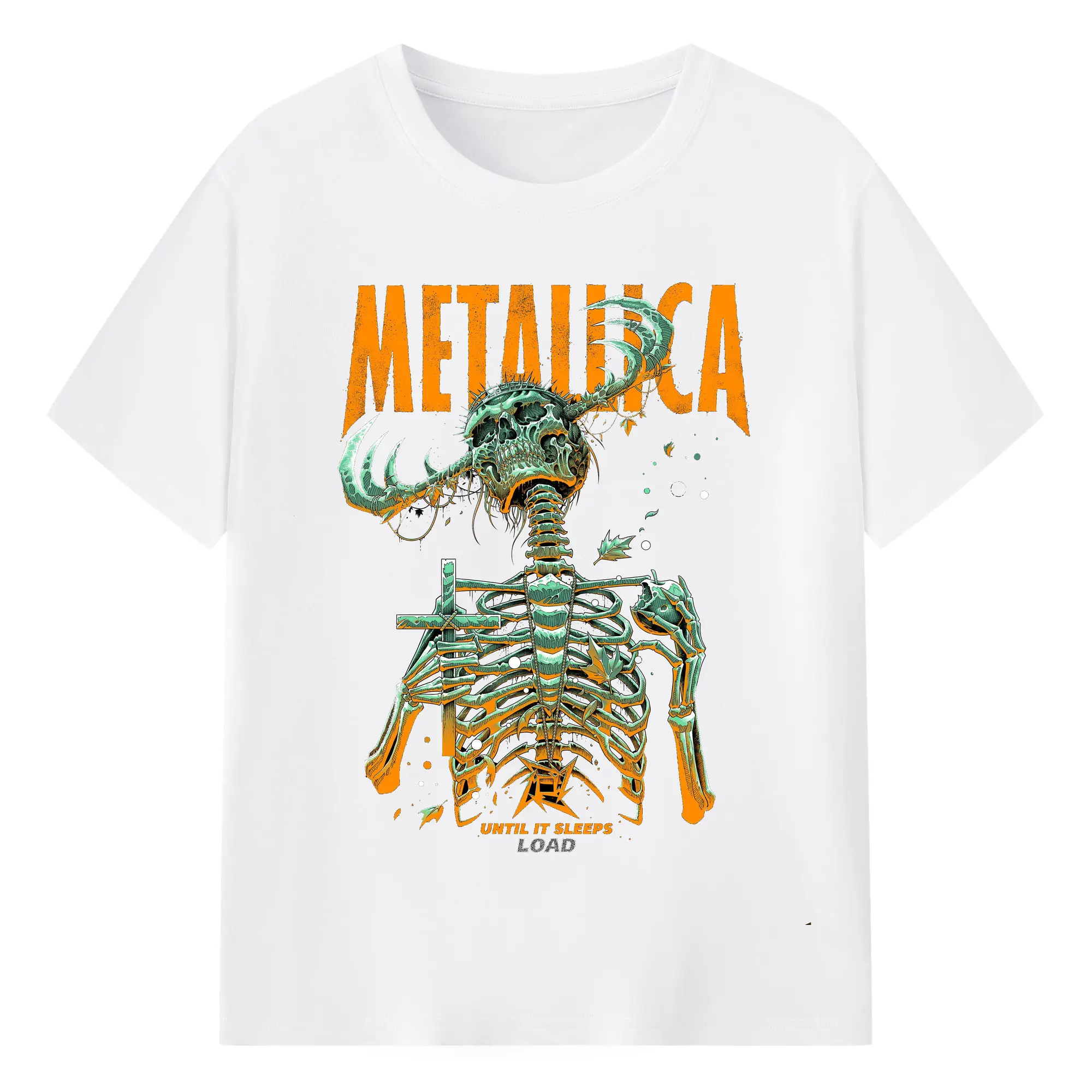 Metallica Horned Skeleton Art DIY Shirt - 180g Cotton T-Shirt With Front Heat Transfer Print – Soft, Lightweight, Fitted Design – Comfortable Casual Wear For Sports & Everyday Use