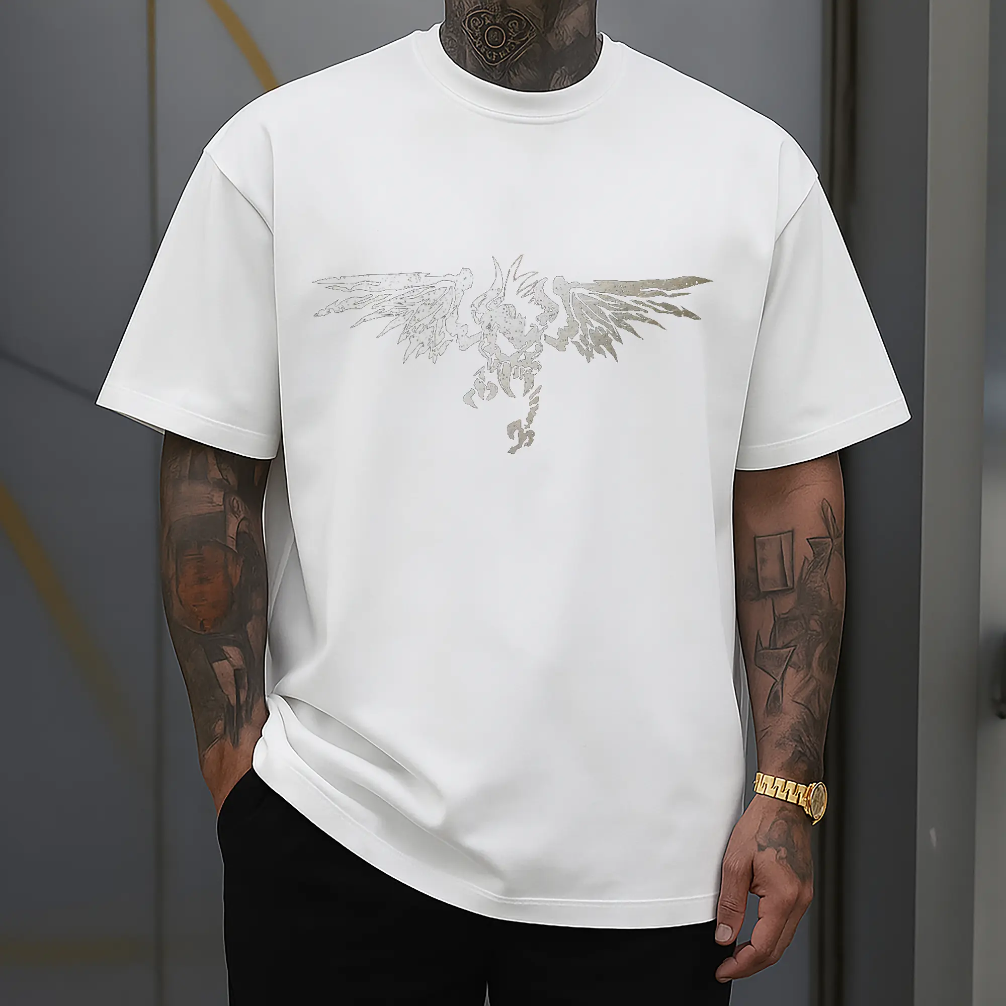 Metallica Silver Winged Skeleton DIY Shirt