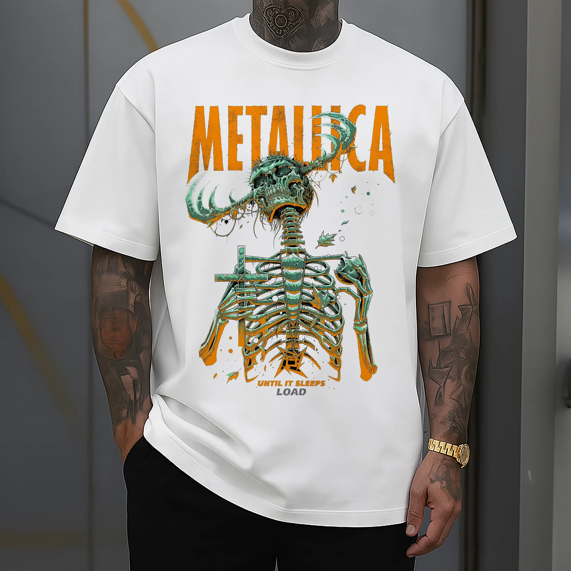 Metallica Horned Skeleton Art DIY Shirt