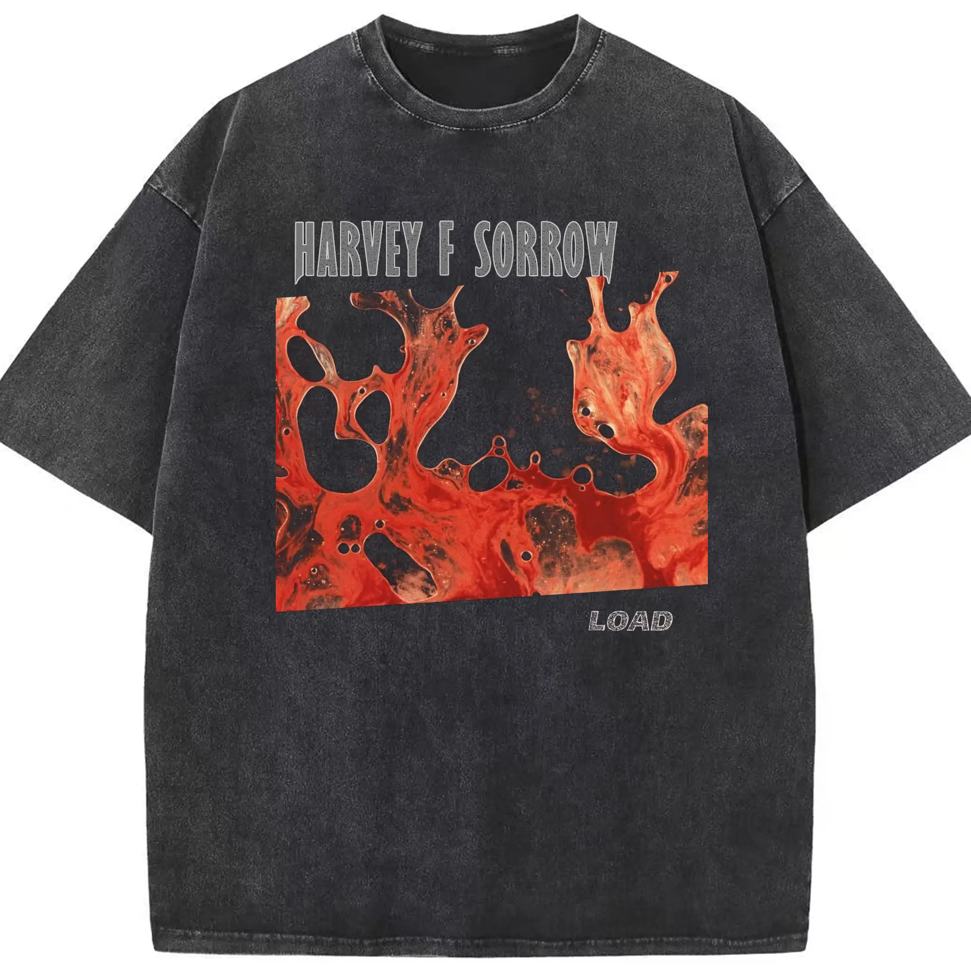 Metallica Harvey F Sorrow Artistic Fluid Style DIY Shirt - Washed Vintage Look 230g Cotton Oversized T-Shirt With Front Heat Transfer Print – Soft, Lightweight, Stylish Fit – Comfortable Casual Wear For Sports & Everyday Use