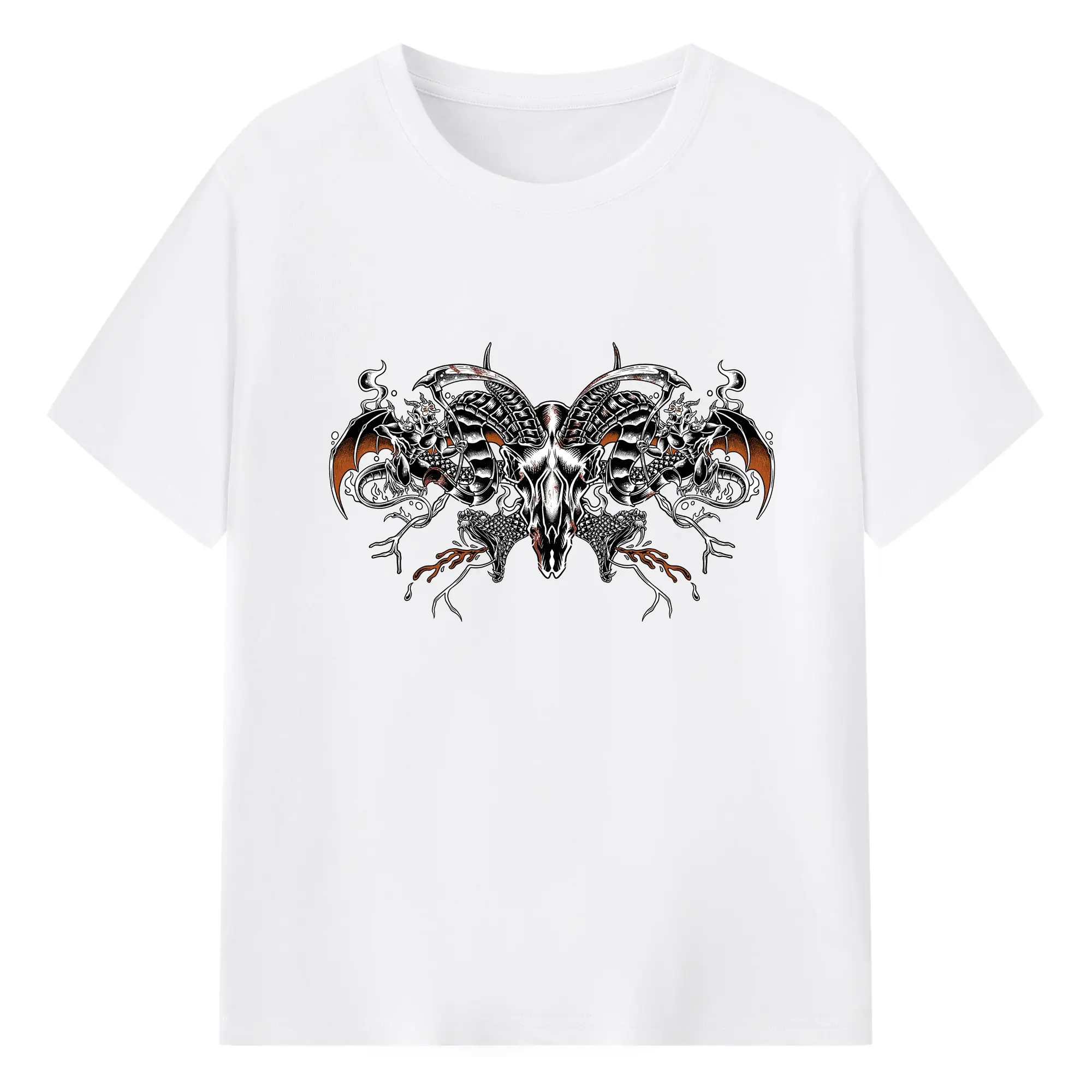 Slipknot Dark Satanic&Goat Skull DIY Shirt - 180g Cotton T-Shirt With Front Heat Transfer Print – Soft, Lightweight, Fitted Design – Comfortable Casual Wear For Sports & Everyday Use