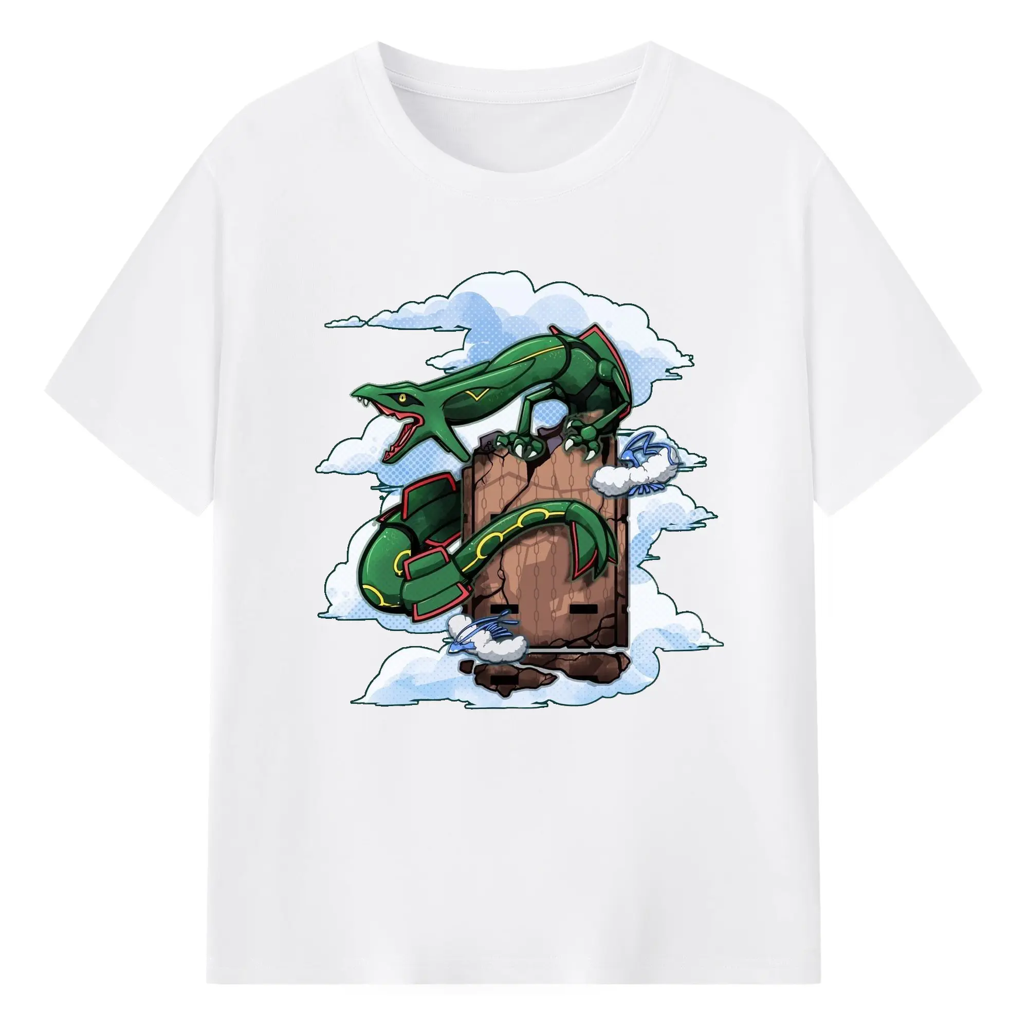 Pokémon Rayquaza Legendary Sky Dragon DIY - 180g Cotton T-Shirt With Front Heat Transfer Print – Soft, Lightweight, Fitted Design – Comfortable Casual Wear For Sports & Everyday Use