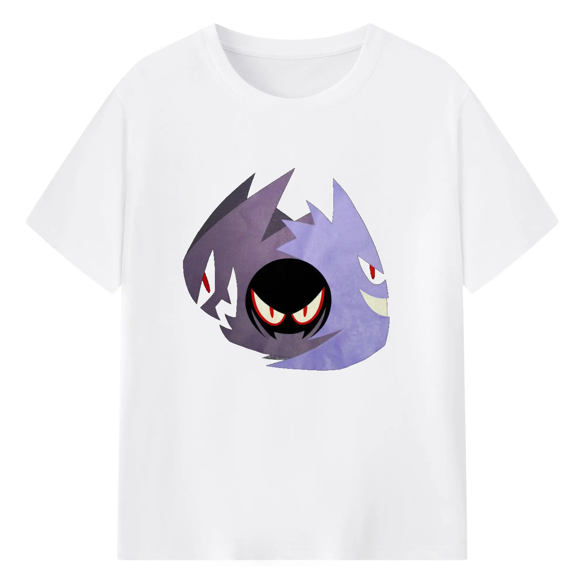 Mysterious Ghost Pokémon Trendy DIY - 180g Cotton T-Shirt With Front Heat Transfer Print – Soft, Lightweight, Fitted Design – Comfortable Casual Wear For Sports & Everyday Use