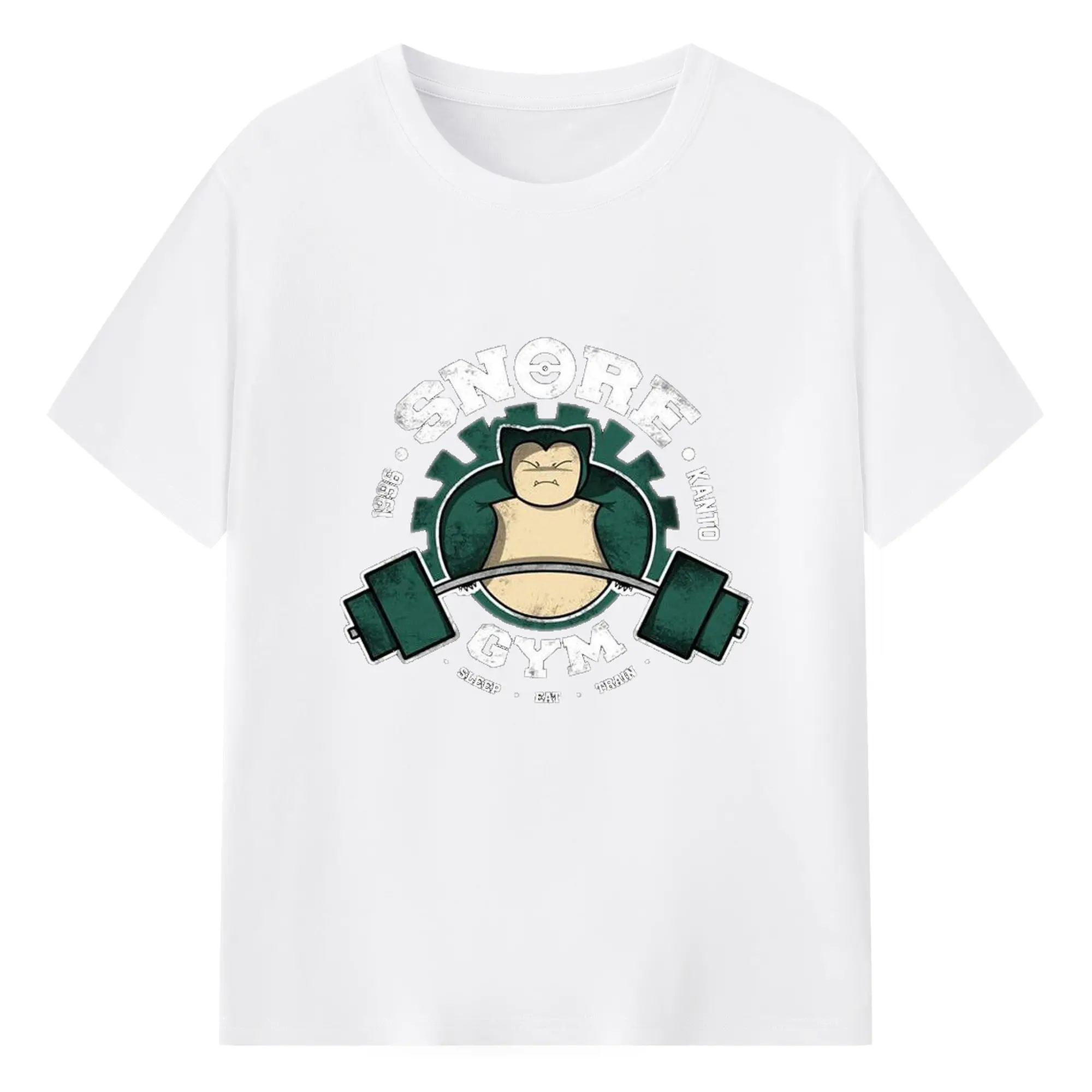 Pokémon Snorlax Gym Retro DIY - 180g Cotton T-Shirt With Front Heat Transfer Print – Soft, Lightweight, Fitted Design – Comfortable Casual Wear For Sports & Everyday Use