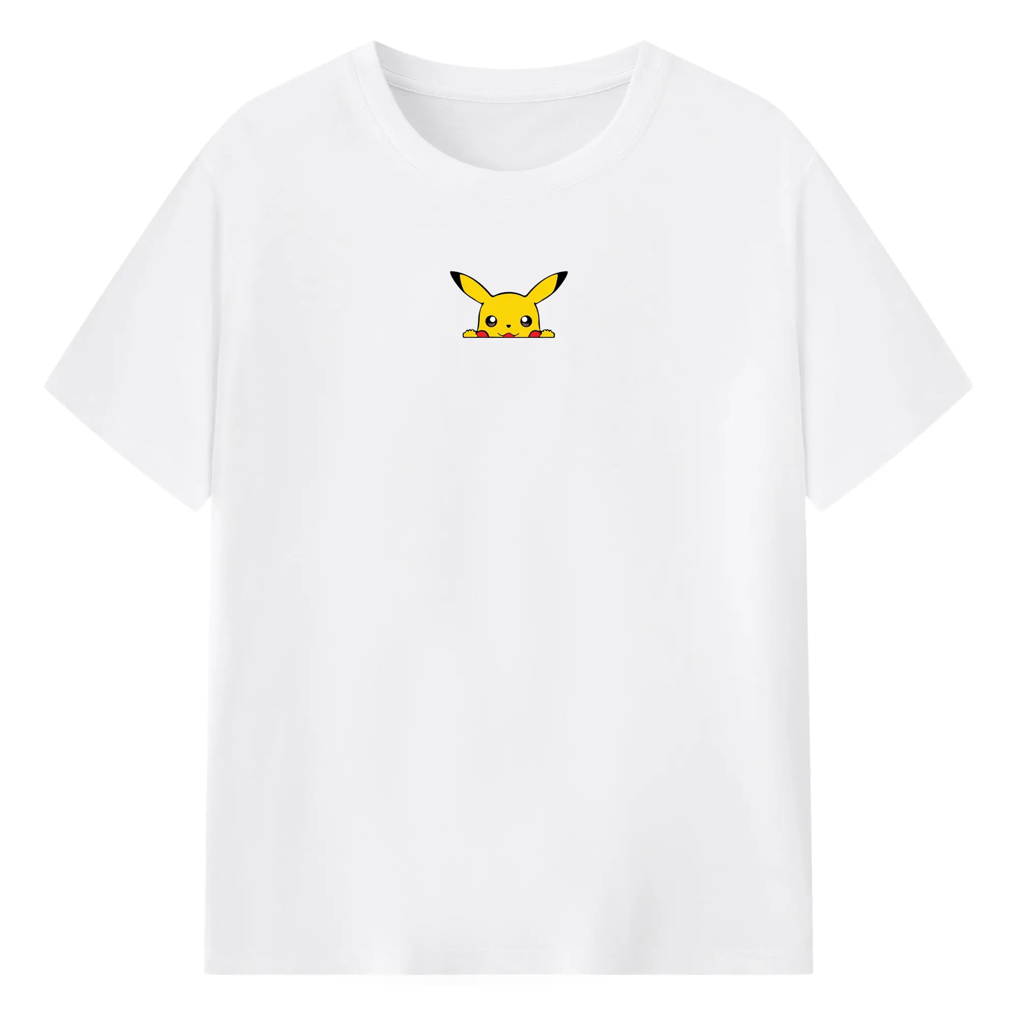 Pokémon Pikachu Peeking Cute DIY - 180g Cotton T-Shirt With Front Heat Transfer Print – Soft, Lightweight, Fitted Design – Comfortable Casual Wear For Sports & Everyday Use