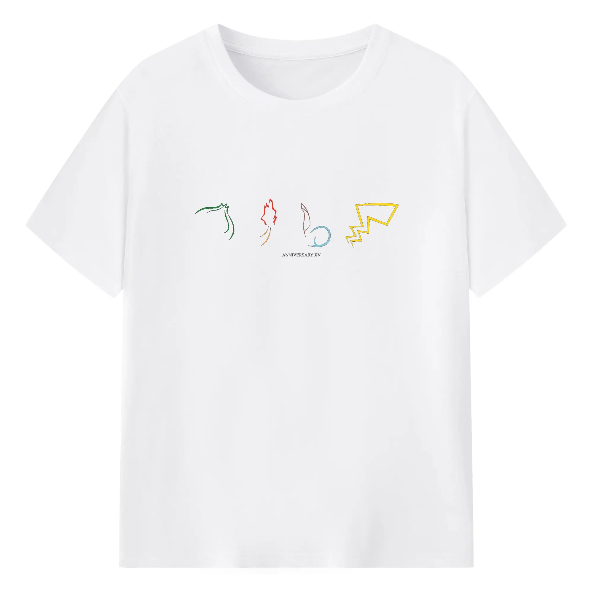 Pokémon 15th Anniversary Type Symbols DIY - 180g Cotton T-Shirt With Front Heat Transfer Print – Soft, Lightweight, Fitted Design – Comfortable Casual Wear For Sports & Everyday Use