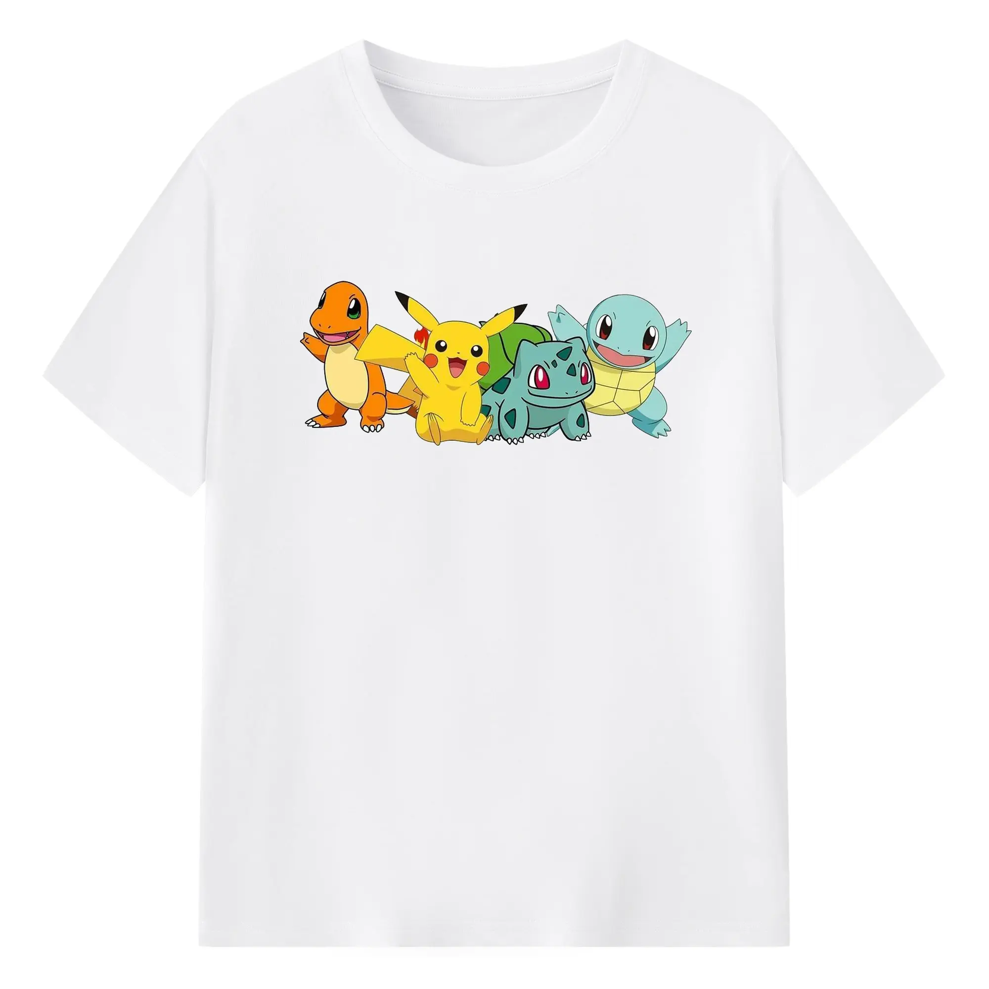 Pokémon Classic Poké Crew Trendy DIY - 180g Cotton T-Shirt With Front Heat Transfer Print – Soft, Lightweight, Fitted Design – Comfortable Casual Wear For Sports & Everyday Use