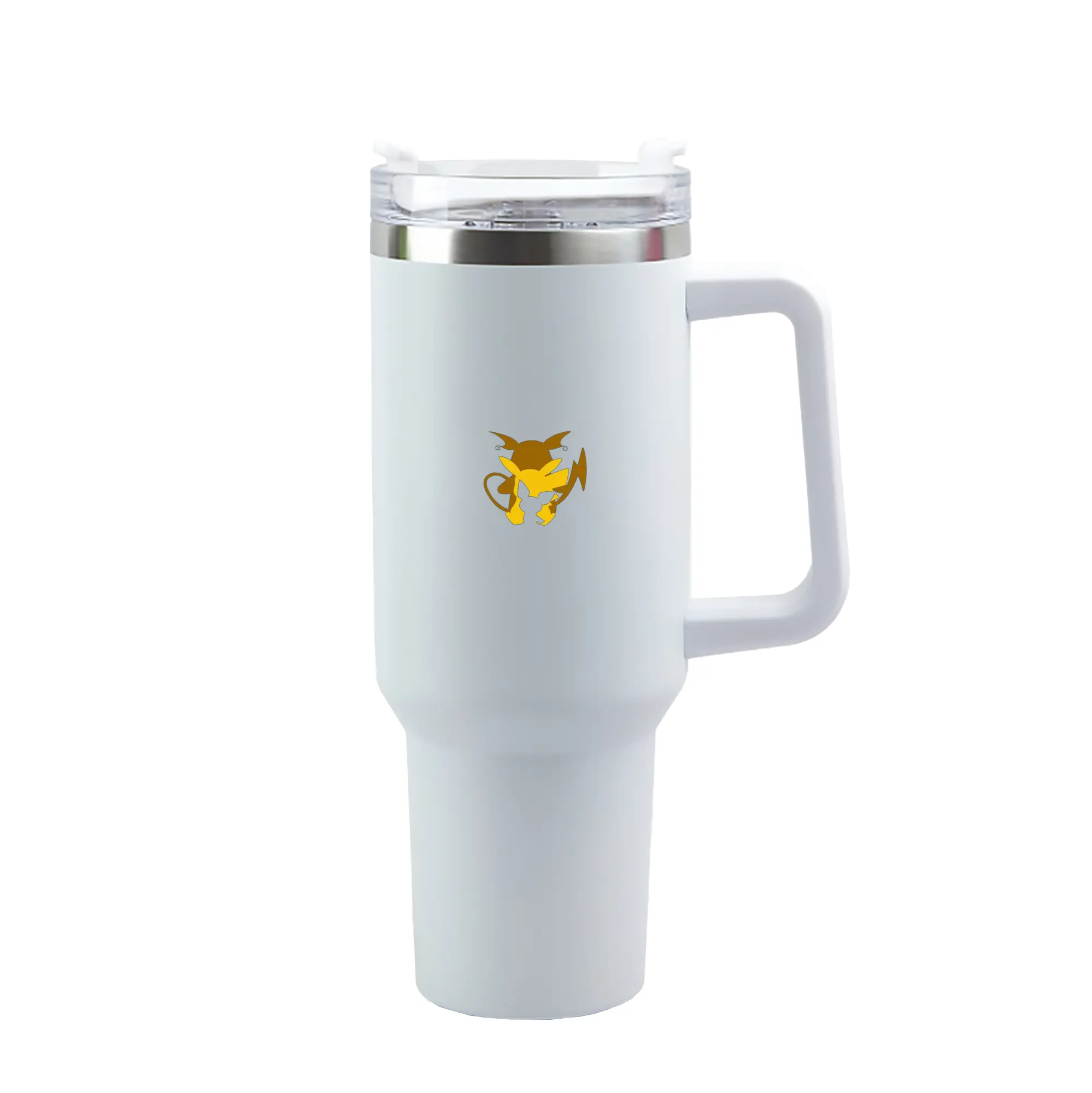 Pokémon Pikachu & Raichu Minimalist DIY - 40oz Handle Car Tumbler – Durable Stainless Steel Travel Mug With UV Print – Double Wall Insulated, Fits Most Car Cup Holders