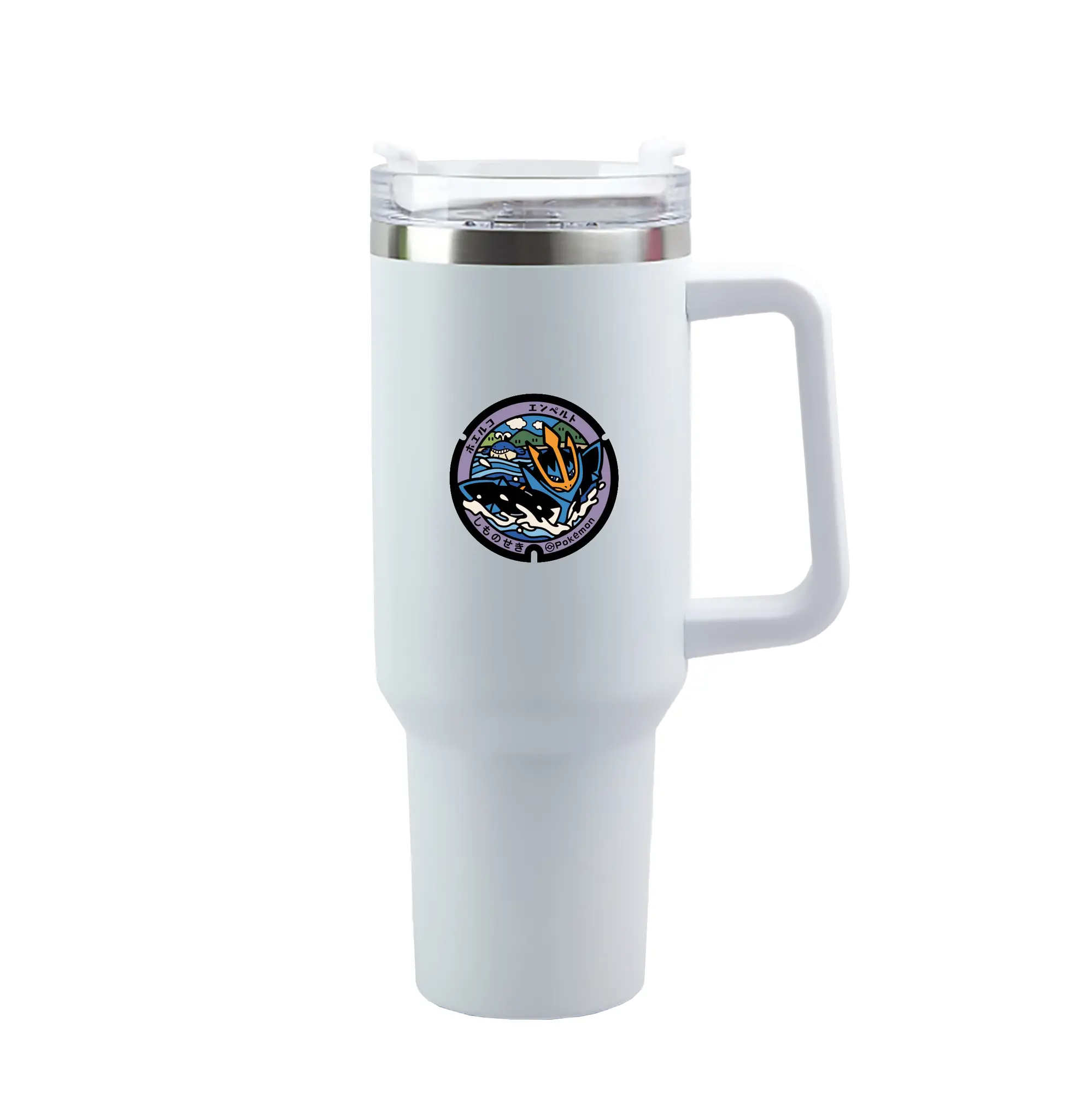 Pokémon Dialga & Wailord DIY - 40oz Handle Car Tumbler – Durable Stainless Steel Travel Mug With UV Print – Double Wall Insulated, Fits Most Car Cup Holders