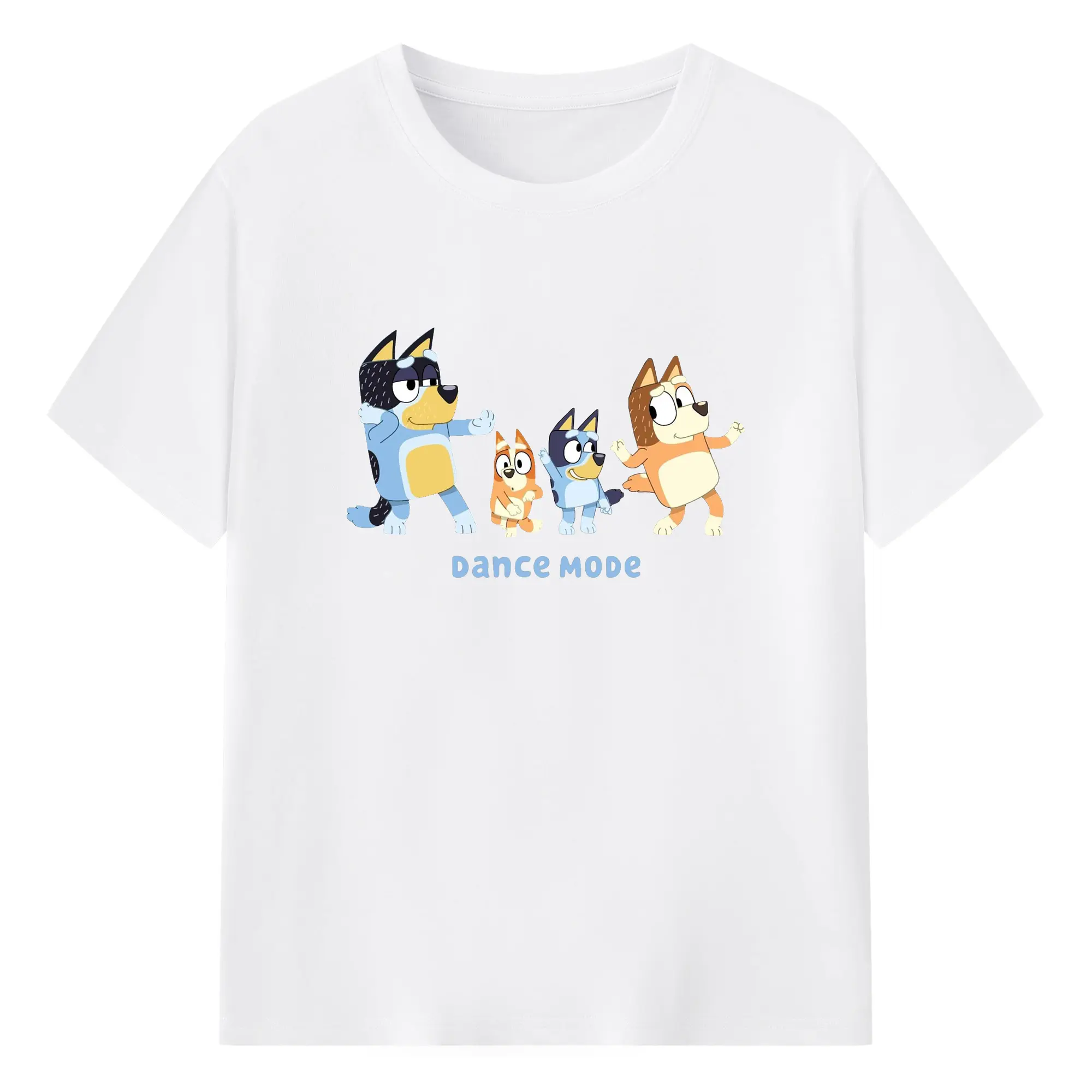 Bluey Family Dance Mode DIY - 180g Cotton T-Shirt With Front Heat Transfer Print – Soft, Lightweight, Fitted Design – Comfortable Casual Wear For Sports & Everyday Use