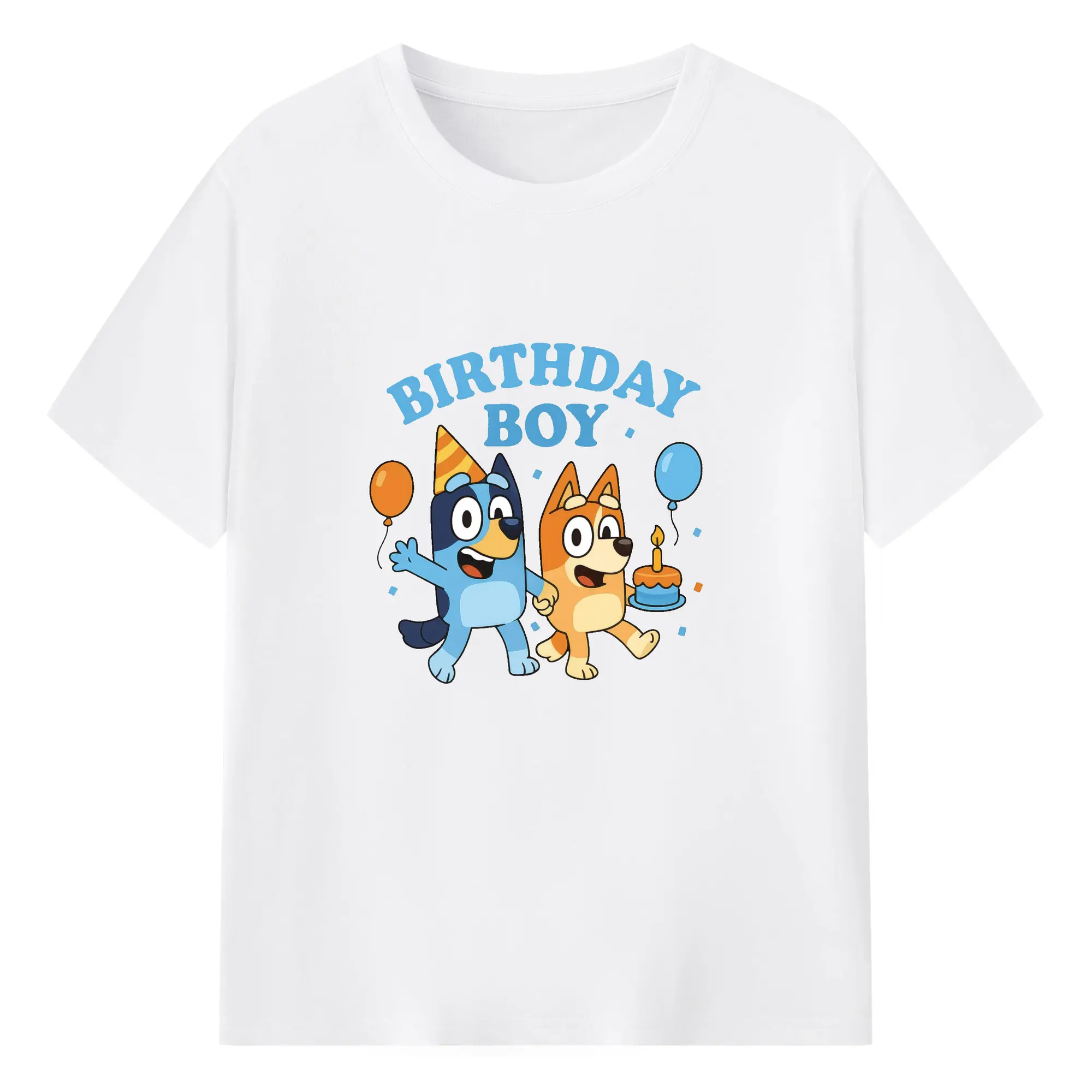 Bluey & Bingo Inspired Birthday Boy Trendy Kids DIY - 180g Cotton T-Shirt With Front Heat Transfer Print – Soft, Lightweight, Fitted Design – Comfortable Casual Wear For Sports & Everyday Use