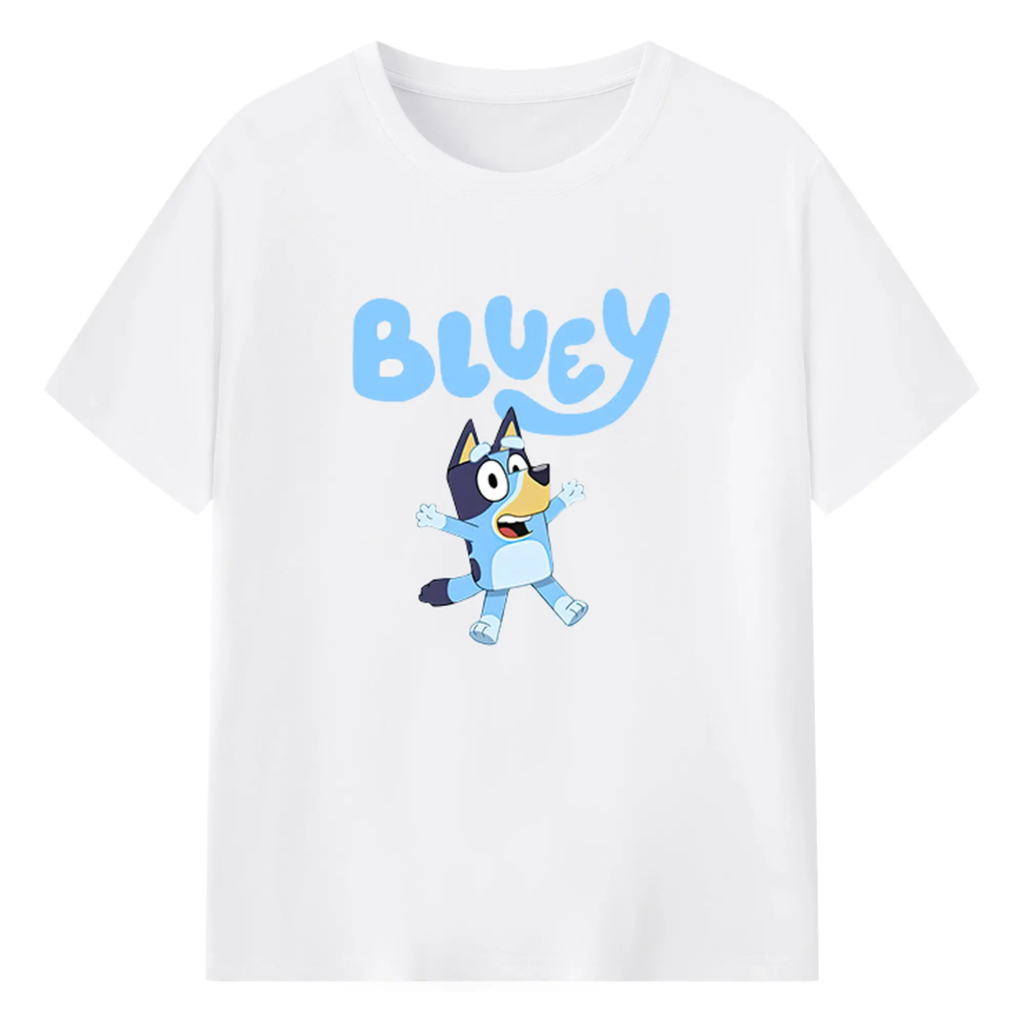 Bluey Cute Cartoon DIY - 180g Cotton T-Shirt With Front Heat Transfer Print – Soft, Lightweight, Fitted Design – Comfortable Casual Wear For Sports & Everyday Use