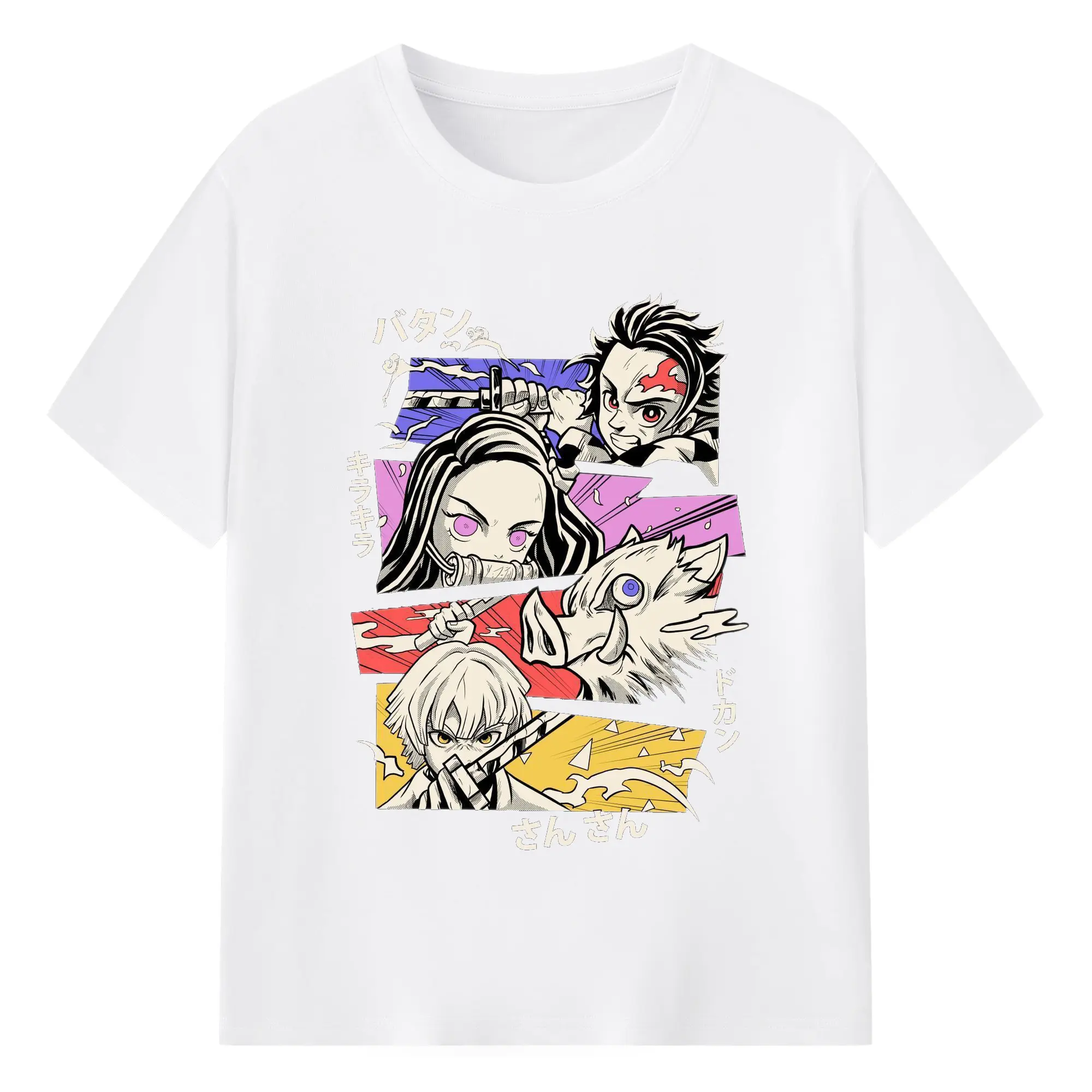 Demon Slayer Manga Panel Style DIY Shirt - 180g Cotton T-Shirt With Front Heat Transfer Print – Soft, Lightweight, Fitted Design – Comfortable Casual Wear For Sports & Everyday Use