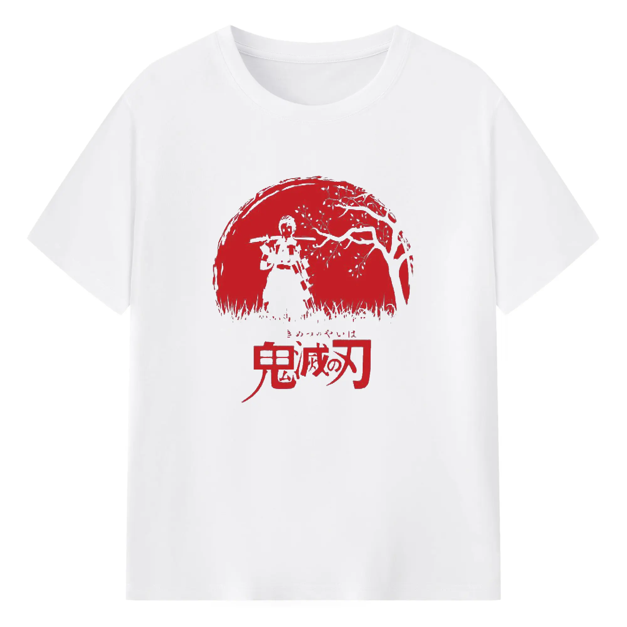 Demon Slayer Japanese Minimalist Style DIY Shirt - 180g Cotton T-Shirt With Front Heat Transfer Print – Soft, Lightweight, Fitted Design – Comfortable Casual Wear For Sports & Everyday Use