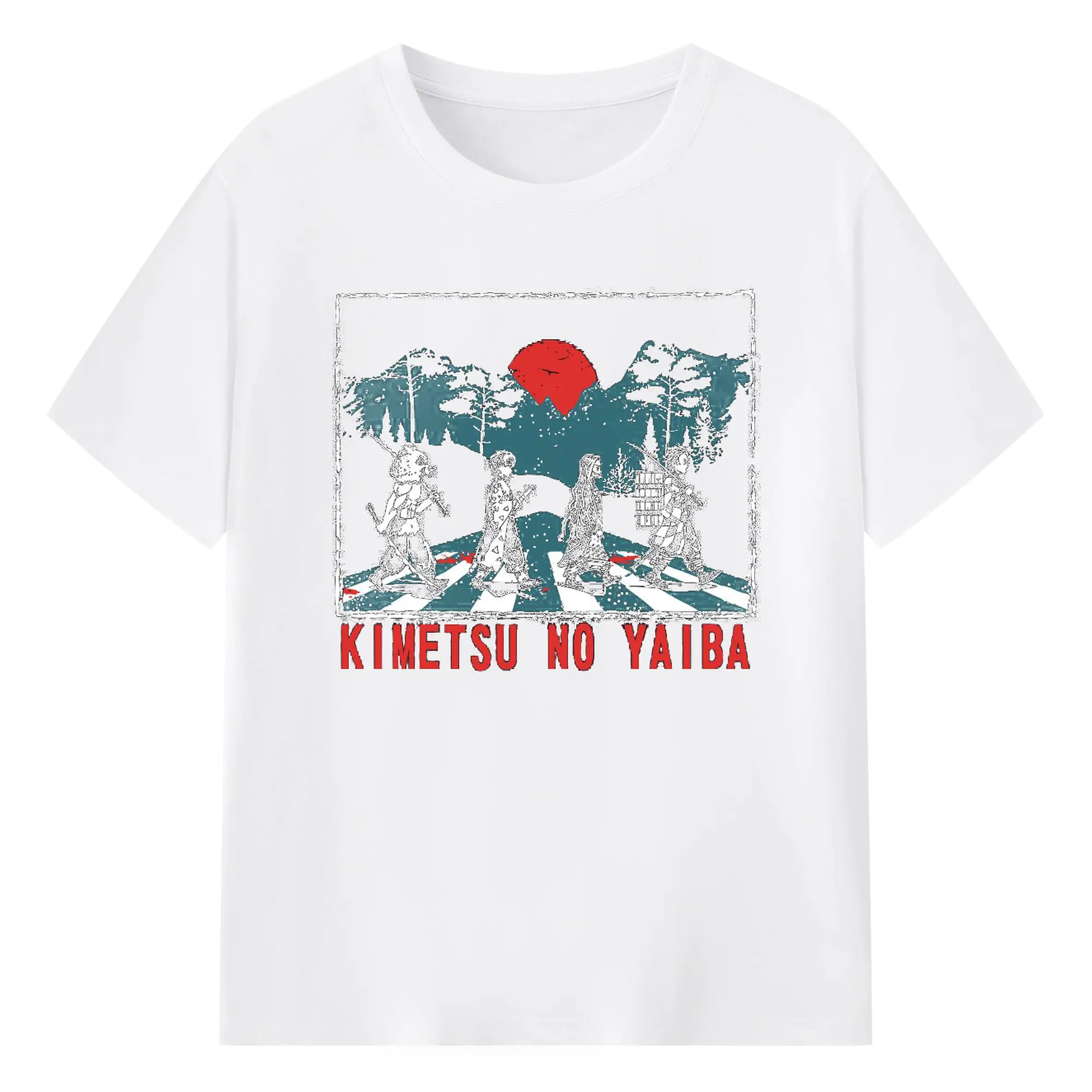 Demon Slayer x Abbey Road Retro DIY Shirt - 180g Cotton T-Shirt With Front Heat Transfer Print – Soft, Lightweight, Fitted Design – Comfortable Casual Wear For Sports & Everyday Use