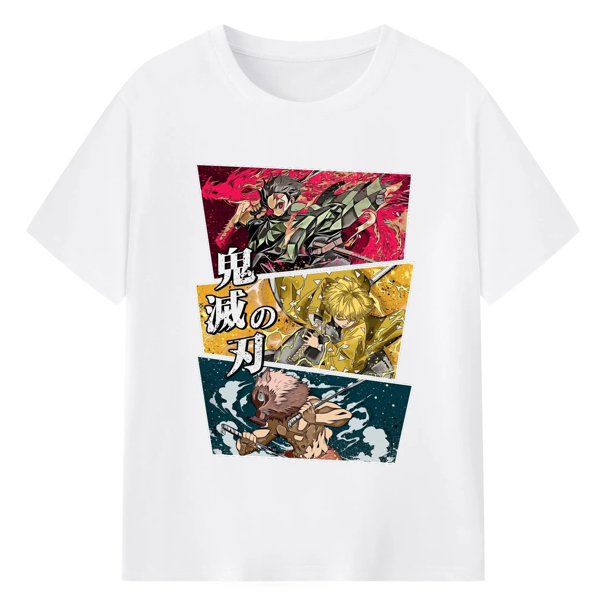 Demon Slayer Comic Style Characters DIY Shirt - 180g Cotton T-Shirt With Front Heat Transfer Print – Soft, Lightweight, Fitted Design – Comfortable Casual Wear For Sports & Everyday Use