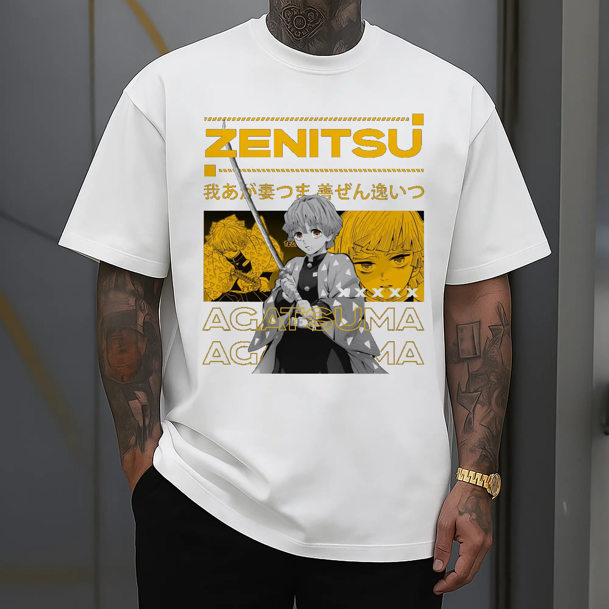 Demon Slayer Zenitsu Agatsuma Trendy Collage DIY Shirt