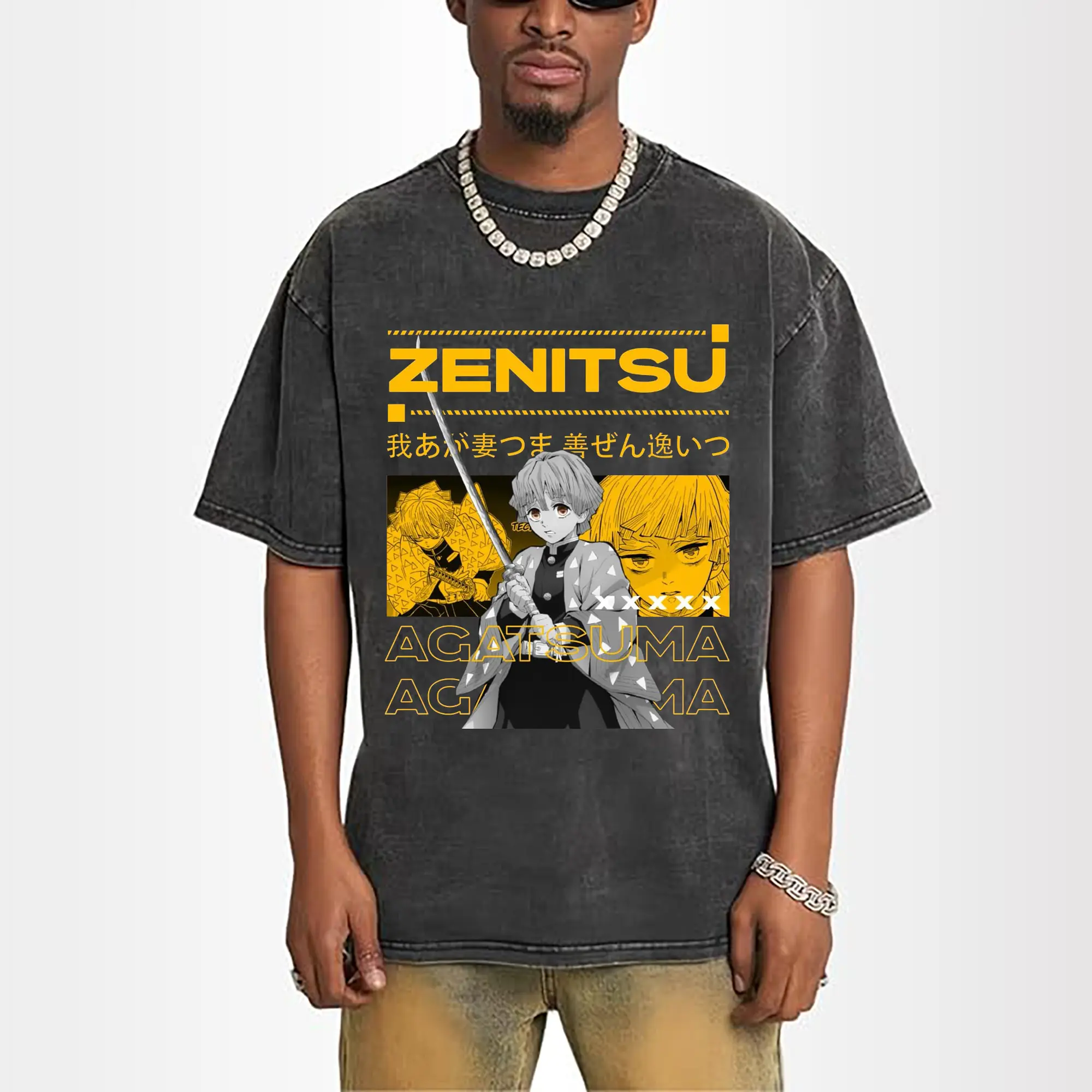 Demon Slayer Zenitsu Agatsuma Trendy Collage DIY Shirt