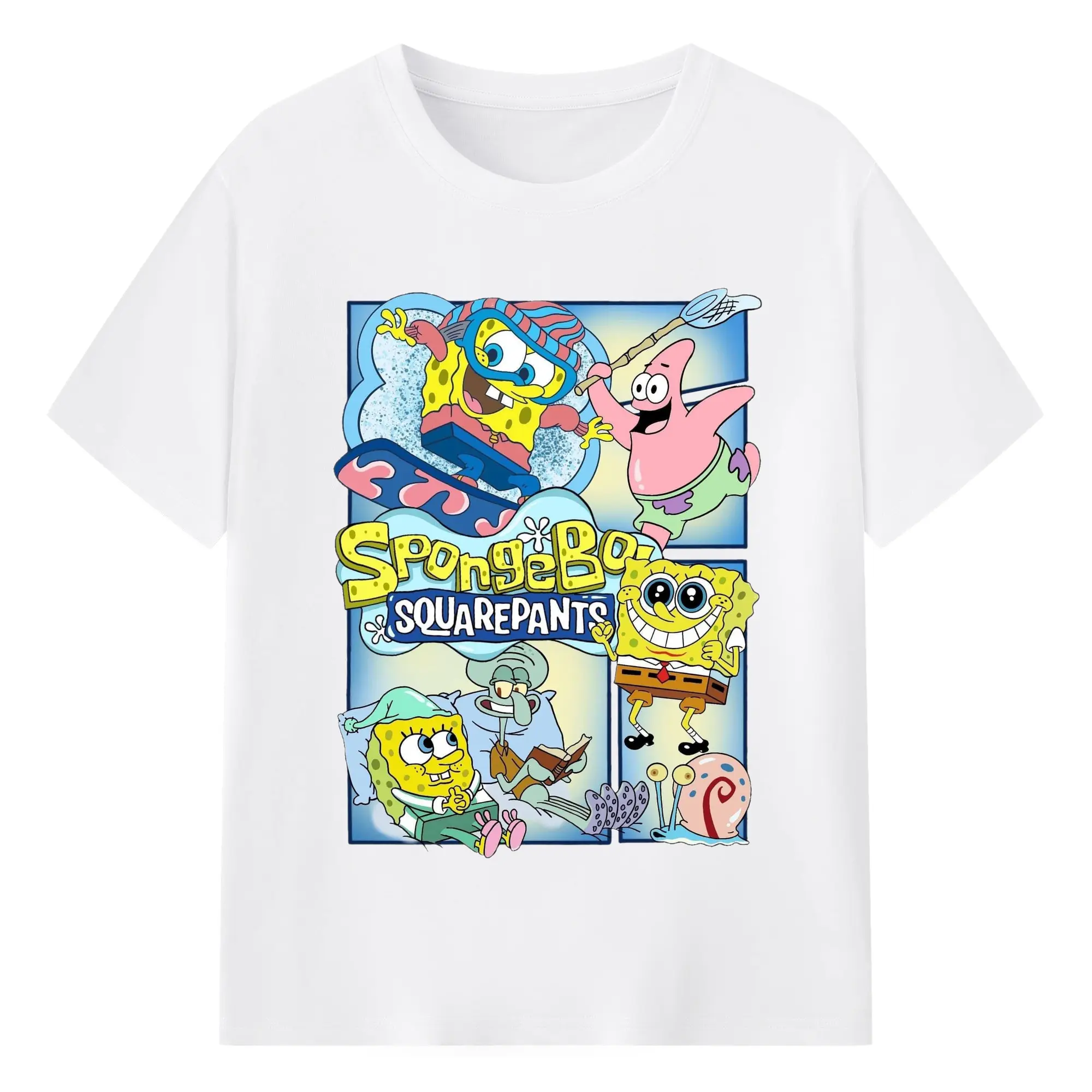 SpongeBob Fun Moments Trendy DIY - 180g Cotton T-Shirt With Front Heat Transfer Print – Soft, Lightweight, Fitted Design – Comfortable Casual Wear For Sports & Everyday Use