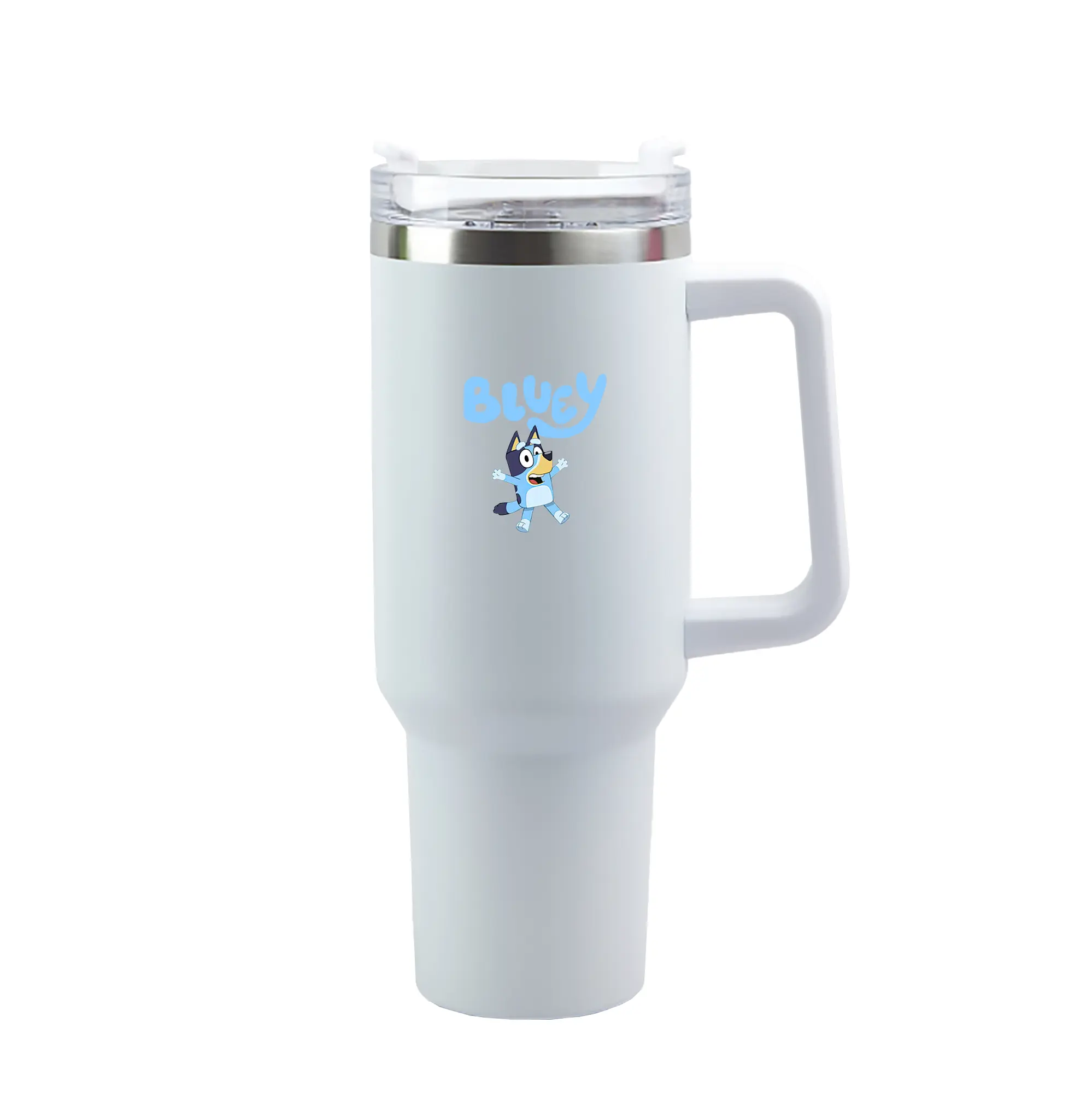 Bluey Cute Cartoon DIY - 40oz Handle Car Tumbler – Durable Stainless Steel Travel Mug With UV Print – Double Wall Insulated, Fits Most Car Cup Holders