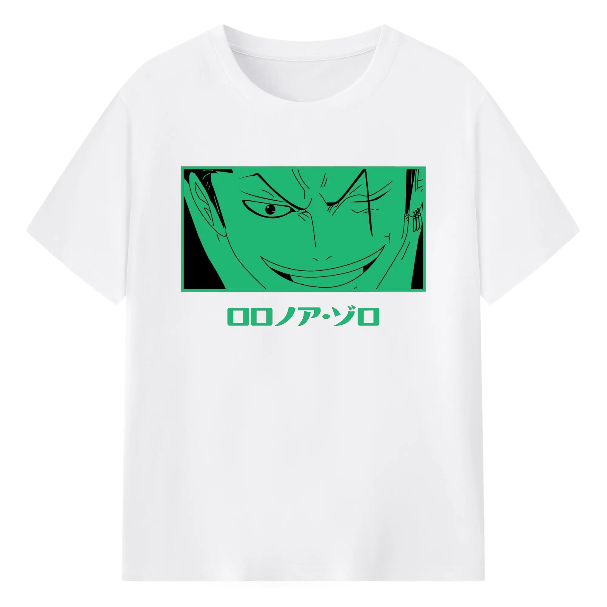 One Piece Roronoa Zoro Green Anime DIY Shirt - 180g Cotton T-Shirt With Front Heat Transfer Print – Soft, Lightweight, Fitted Design – Comfortable Casual Wear For Sports & Everyday Use