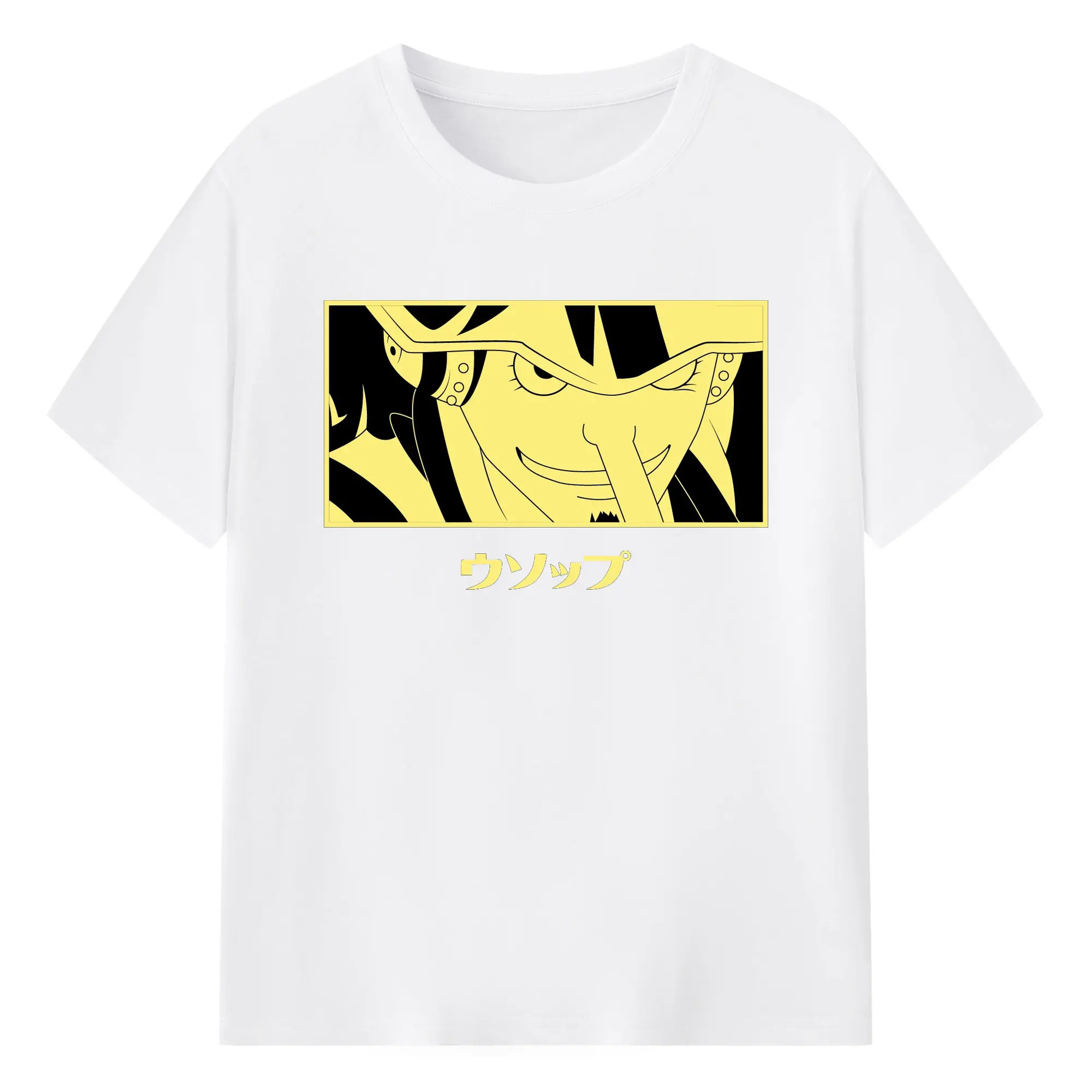One Piece Usopp Yellow Anime DIY Shirt - 180g Cotton T-Shirt With Front Heat Transfer Print – Soft, Lightweight, Fitted Design – Comfortable Casual Wear For Sports & Everyday Use