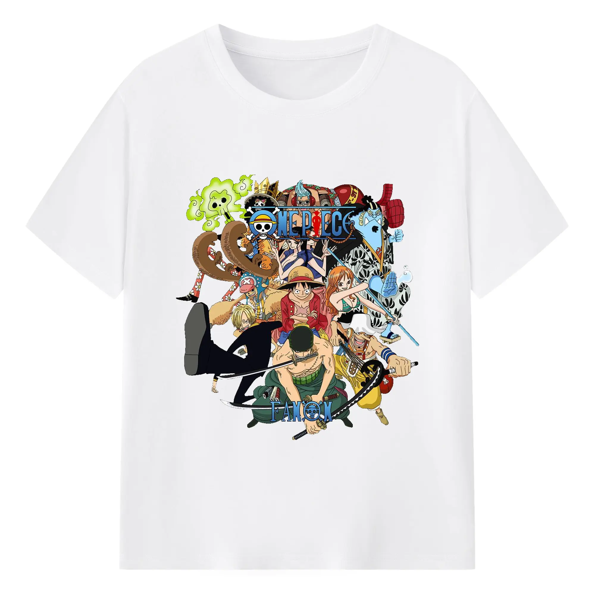 One Piece Straw Hat Crew Full Group Anime DIY Shirt - 180g Cotton T-Shirt With Front Heat Transfer Print – Soft, Lightweight, Fitted Design – Comfortable Casual Wear For Sports & Everyday Use