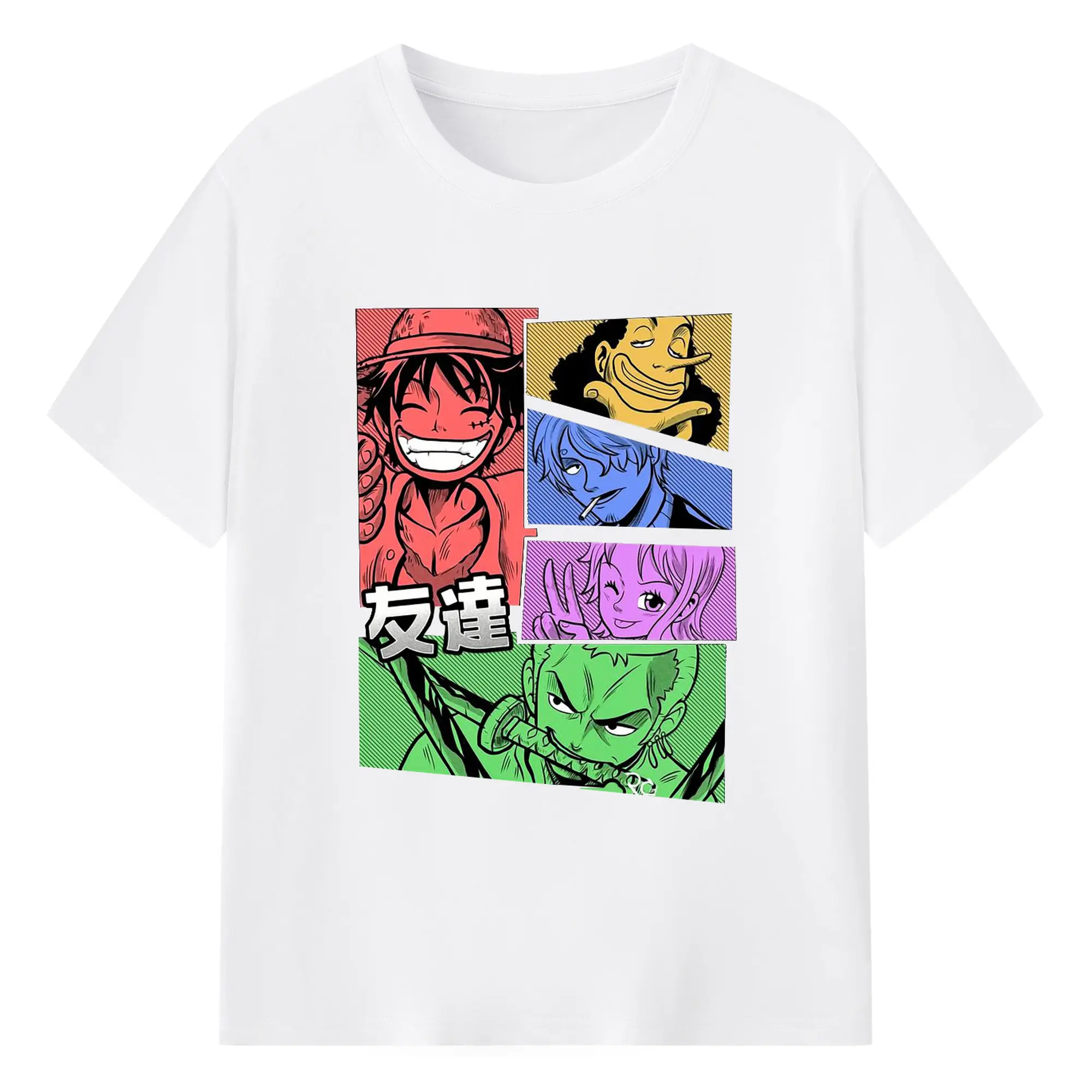 One Piece Straw Hat Crew Friendship Anime DIY Shirt - 180g Cotton T-Shirt With Front Heat Transfer Print – Soft, Lightweight, Fitted Design – Comfortable Casual Wear For Sports & Everyday Use