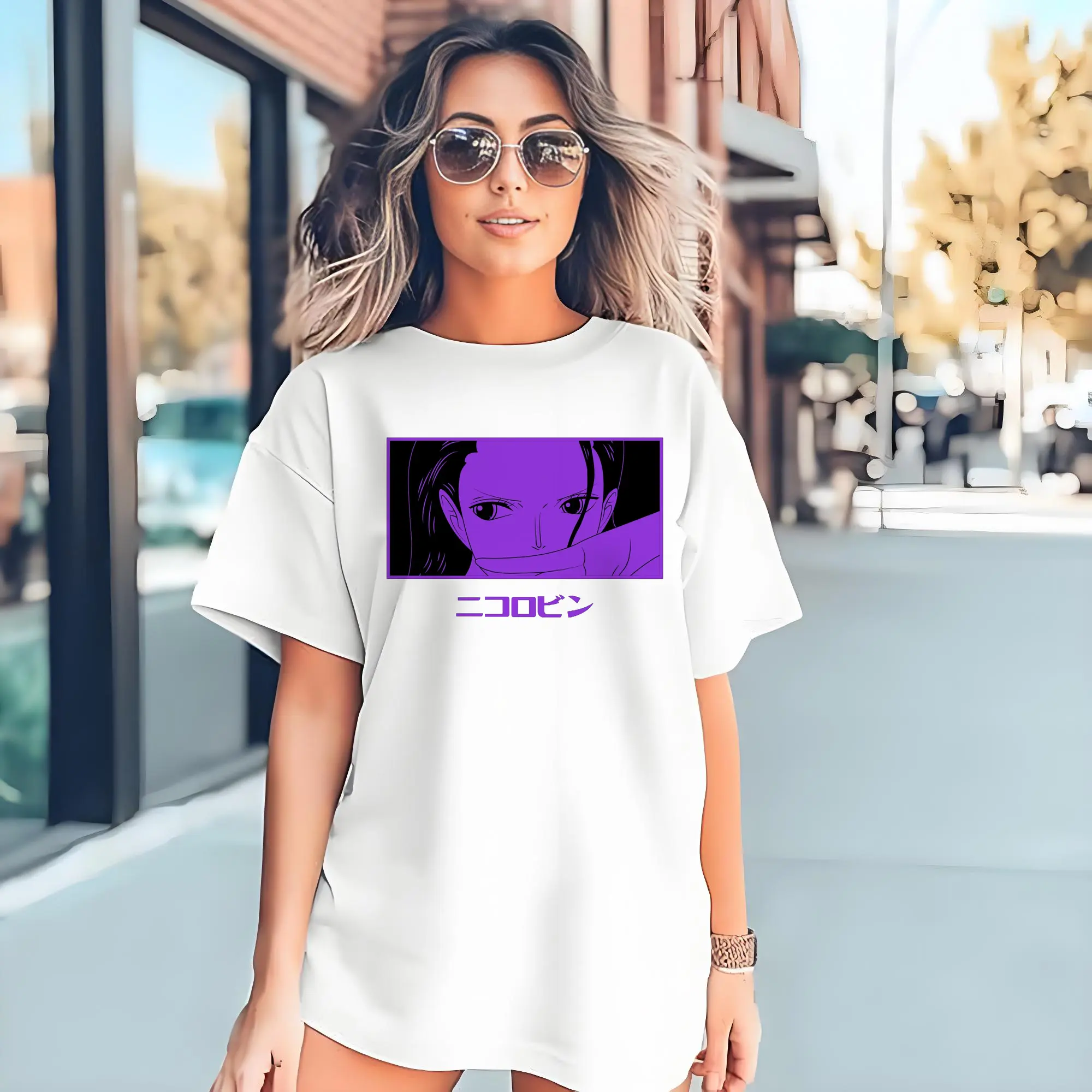 One Piece Nico Robin Purple Anime DIY Shirt