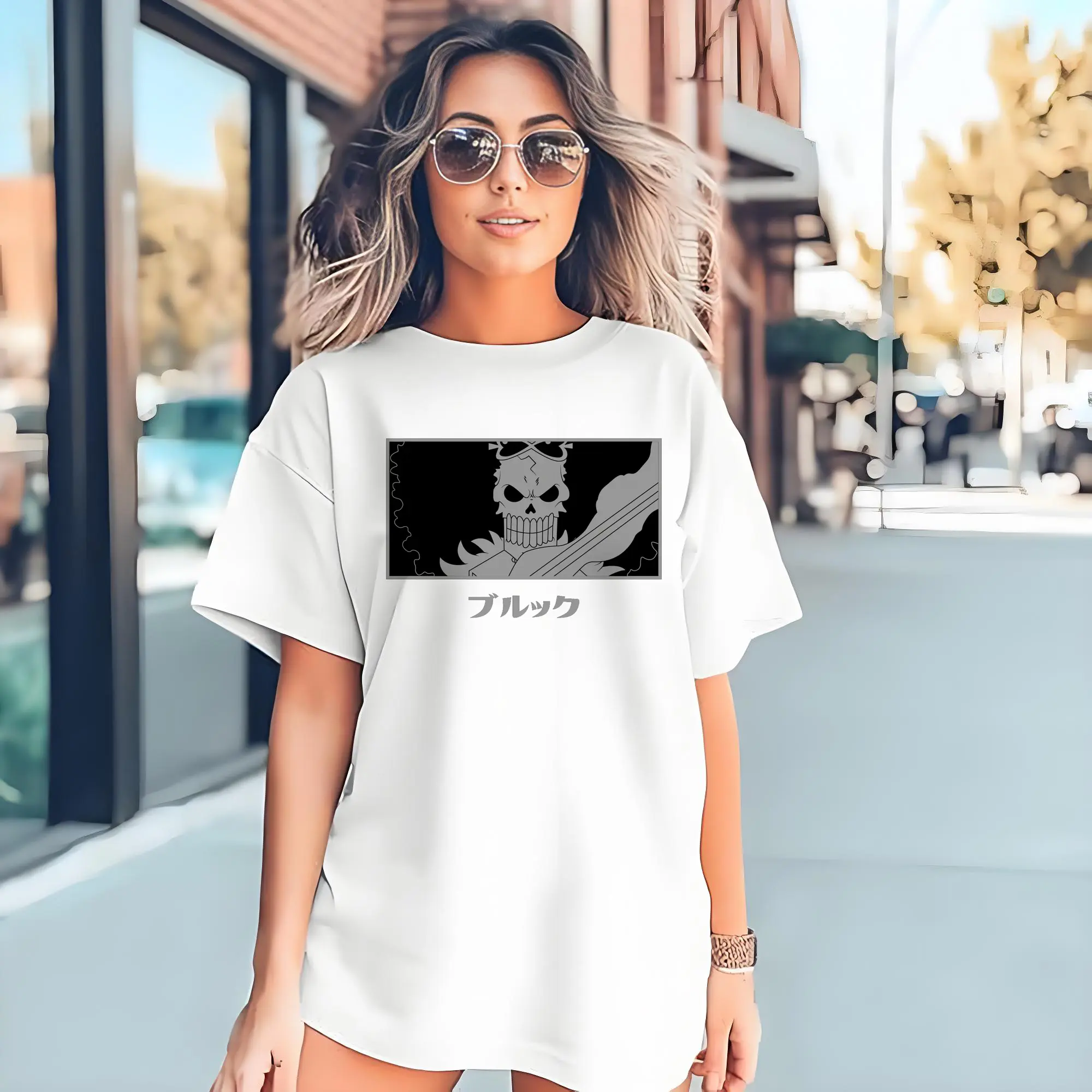One Piece Brook Monochrome Skull Anime DIY Shirt
