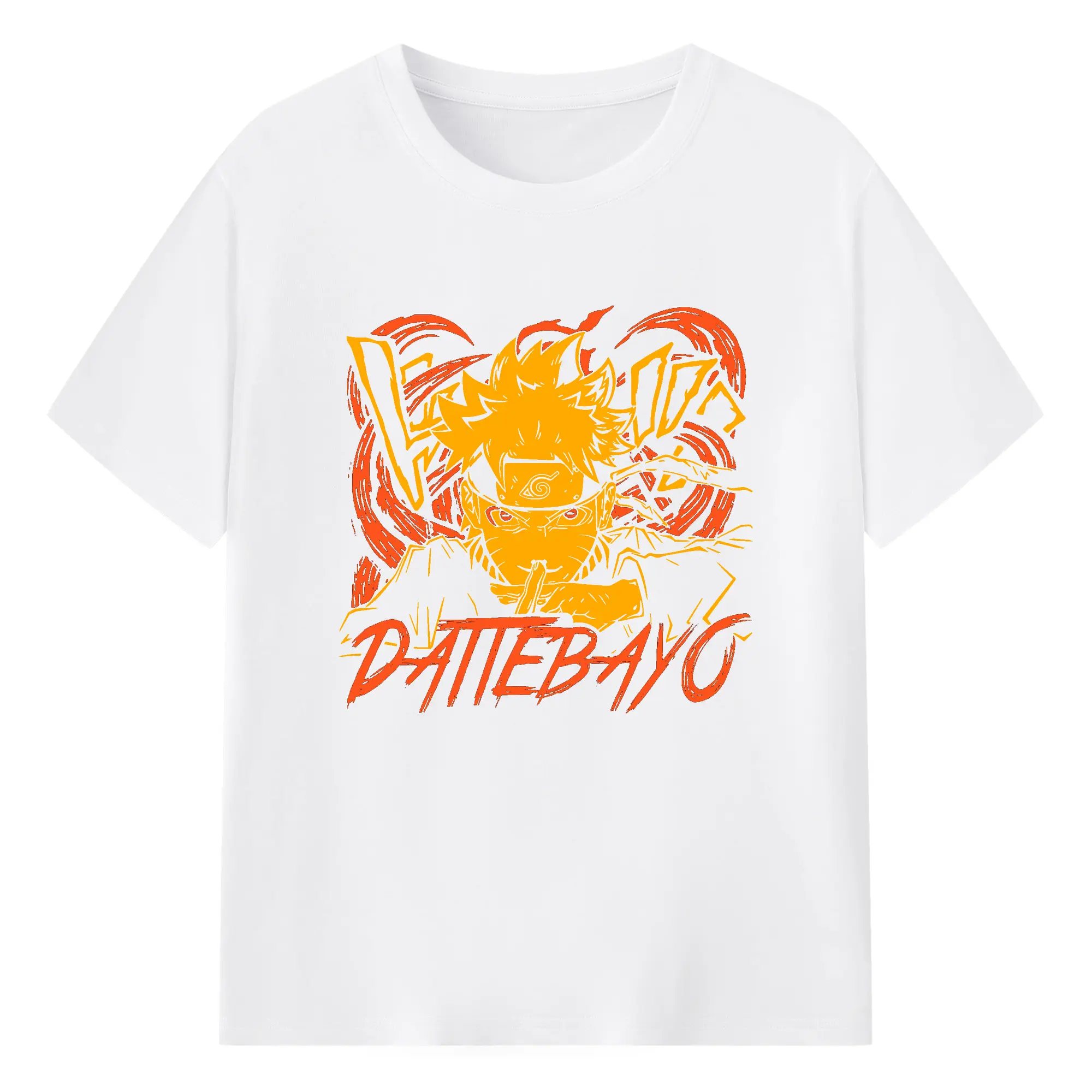 Naruto Uzumaki Dattebayo Anime DIY Shirt - 180g Cotton T-Shirt With Front Heat Transfer Print – Soft, Lightweight, Fitted Design – Comfortable Casual Wear For Sports & Everyday Use