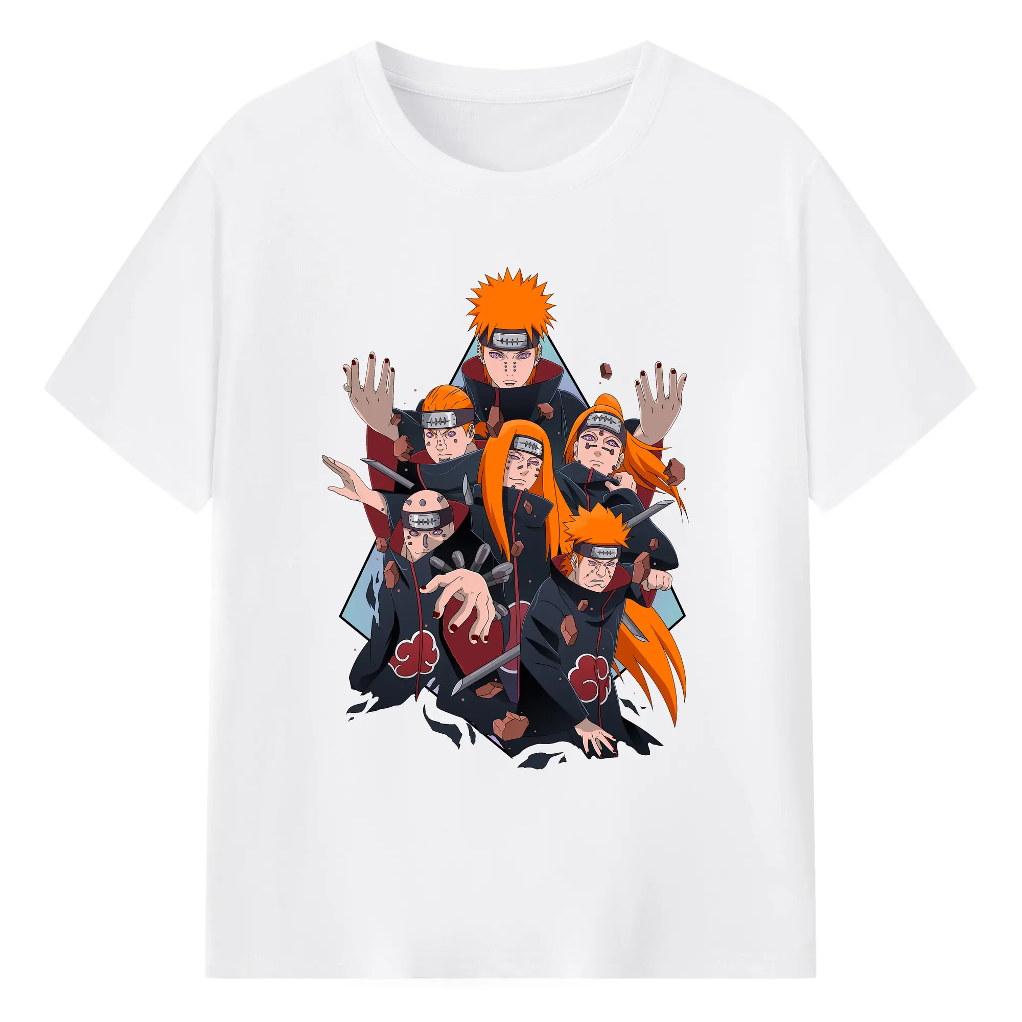 Naruto Pain Six Paths Akatsuki Anime DIY Shirt - 180g Cotton T-Shirt With Front Heat Transfer Print – Soft, Lightweight, Fitted Design – Comfortable Casual Wear For Sports & Everyday Use